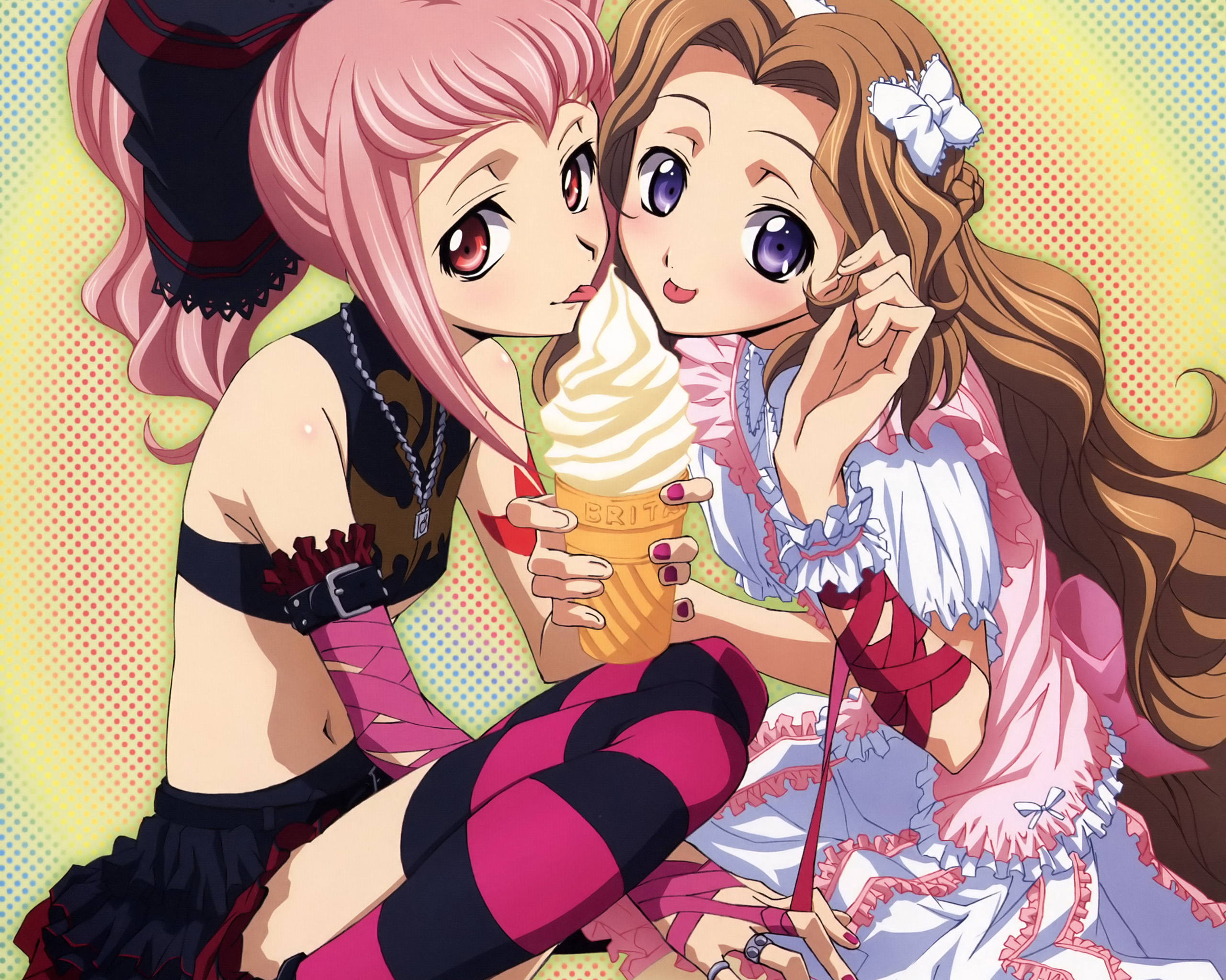 Nunnally Lamperouge and companion eating ice cream HD Wallpaper
