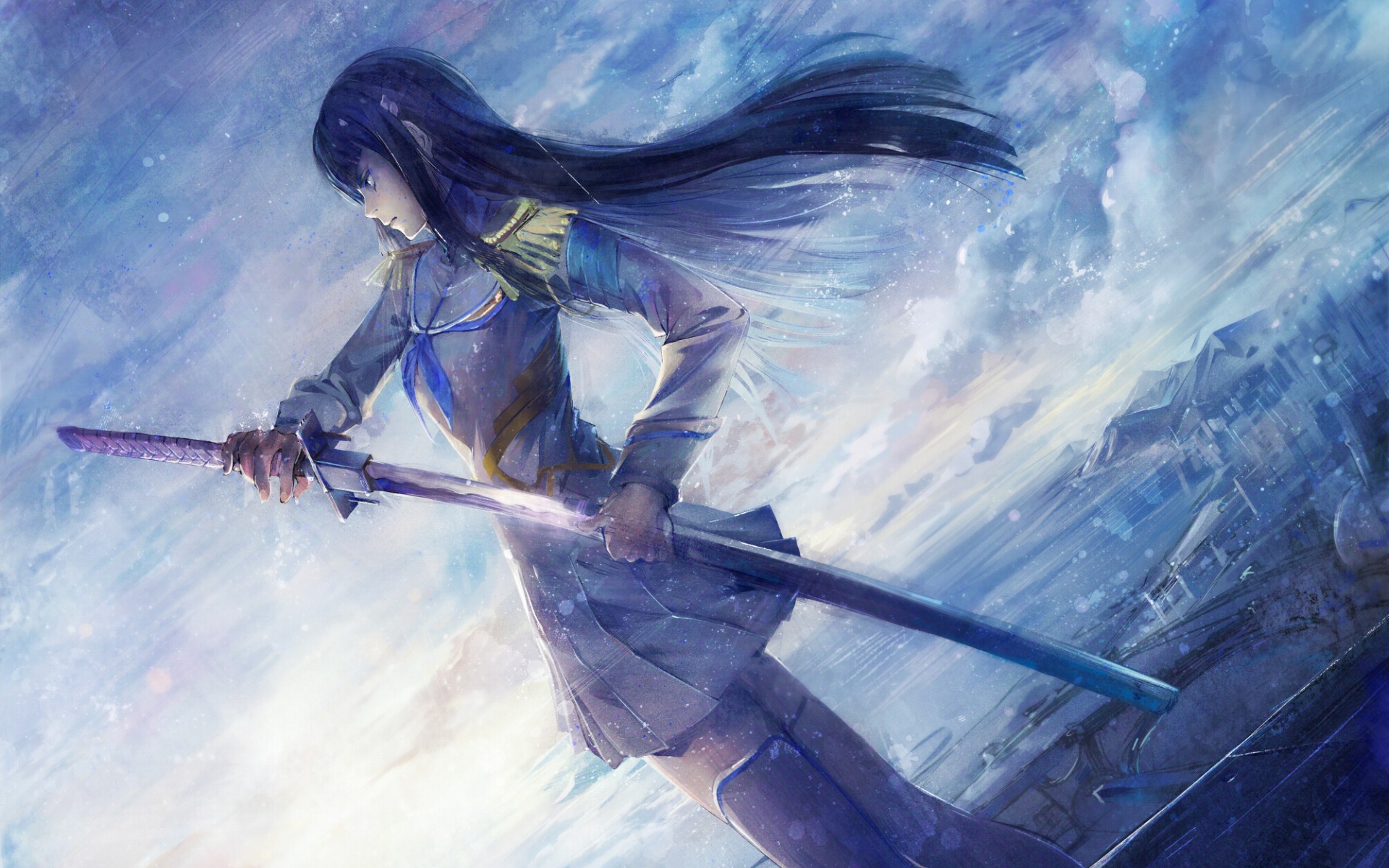 Satsuki Kiryuin with Sword HD Wallpaper
