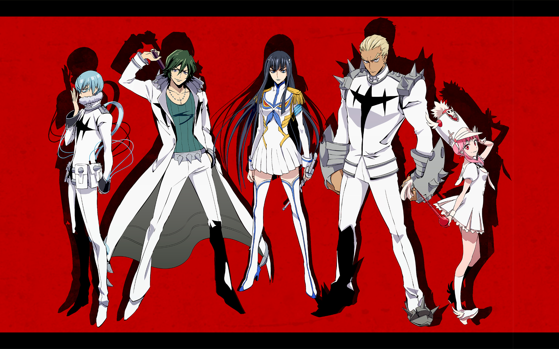 Kill la Kill characters standing against a red background HD Wallpaper