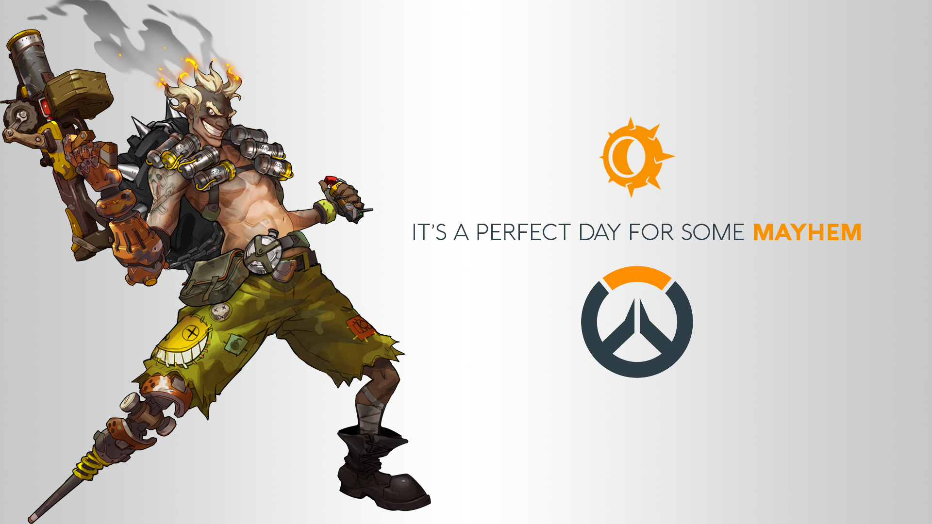Junkrat from Overwatch with text HD Wallpaper