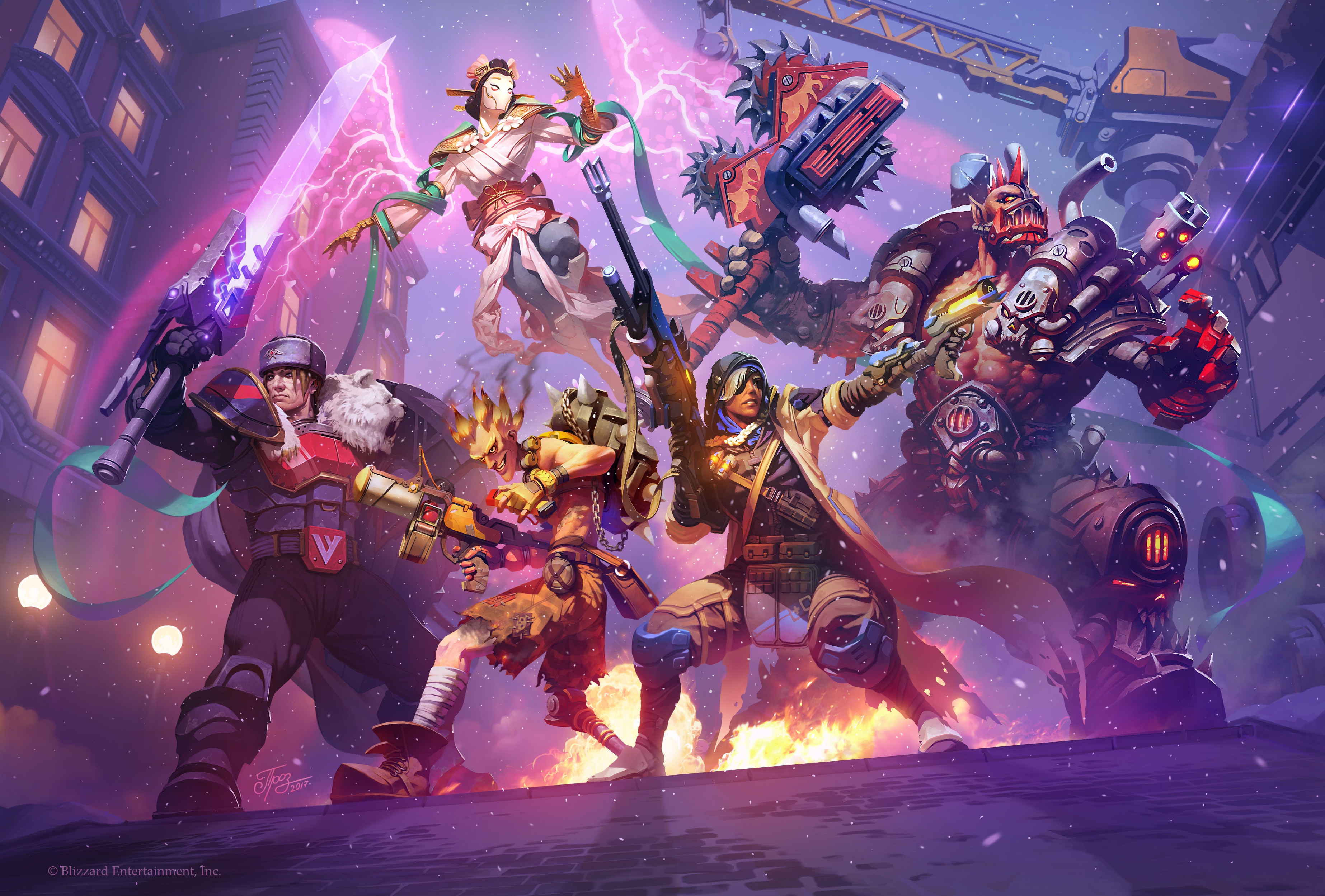 Junkrat and other characters from Overwatch HD Wallpaper