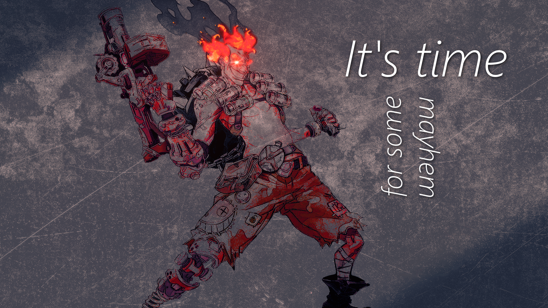 Junkrat from Overwatch with text HD Wallpaper