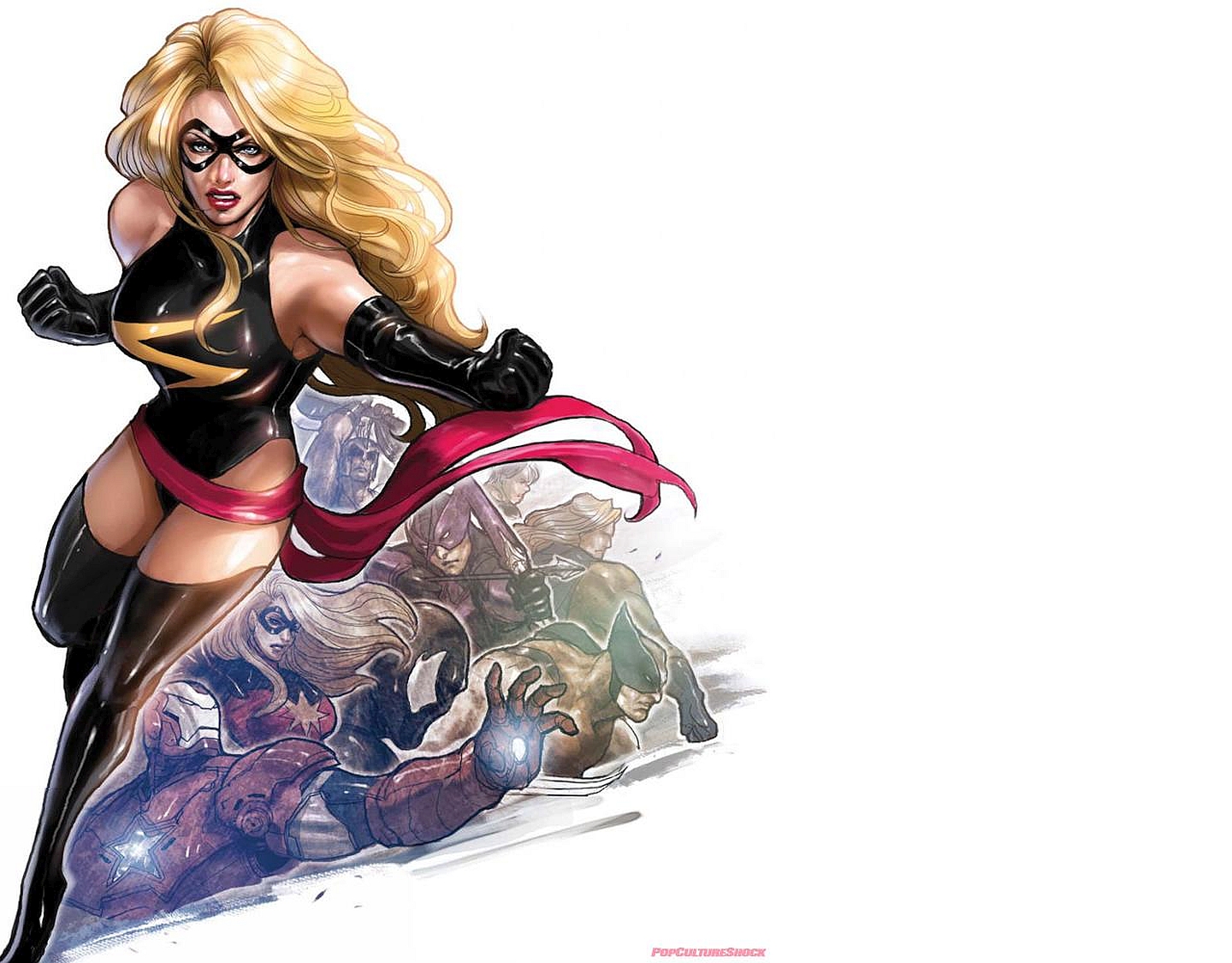 Ms. Marvel and Avengers from Marvel Comics HD Wallpaper
