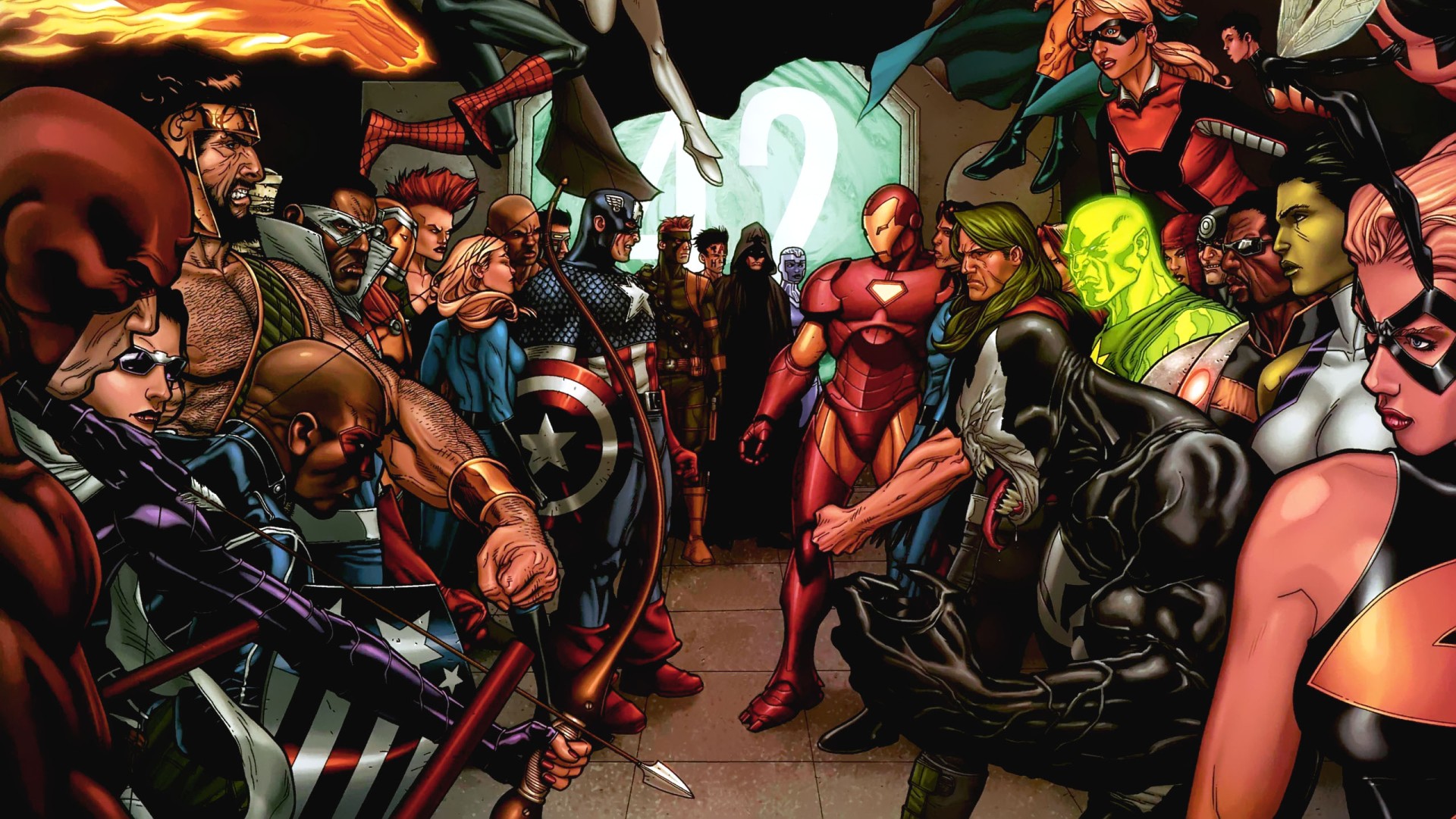 Marvel Superheroes and Villains Confrontation HD Wallpaper