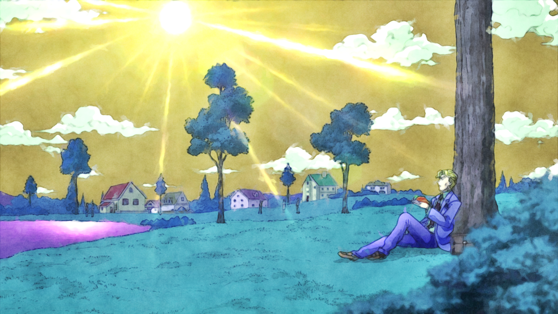 Yoshikage Kira sitting by a tree HD Wallpaper
