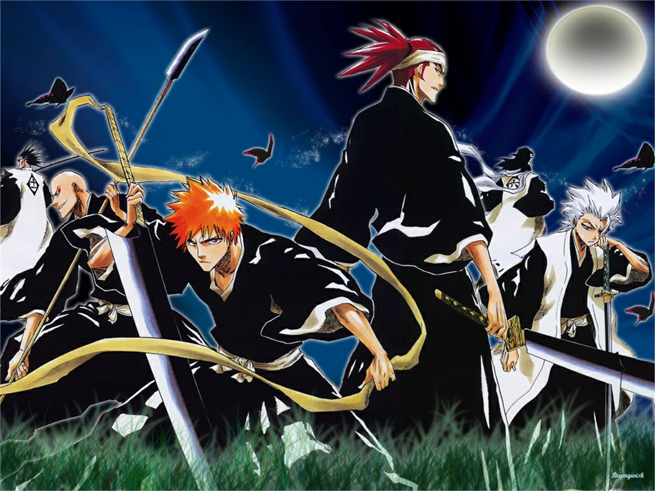 Ikkaku Madarame and other Soul Reapers from Bleach HD Wallpaper