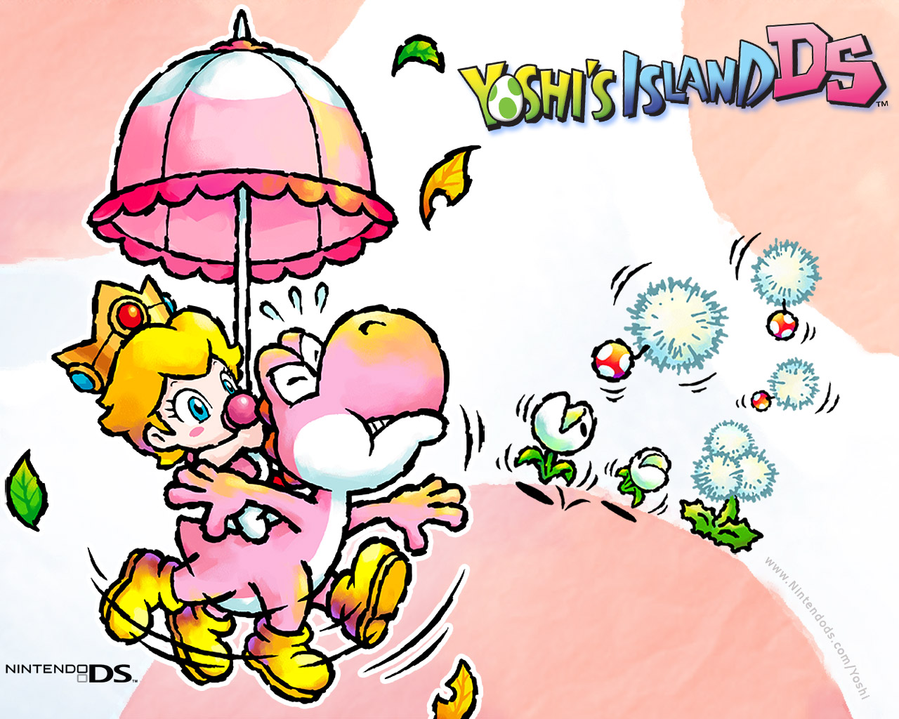 Princess Peach and Yoshi from Yoshi's Island DS HD Wallpaper