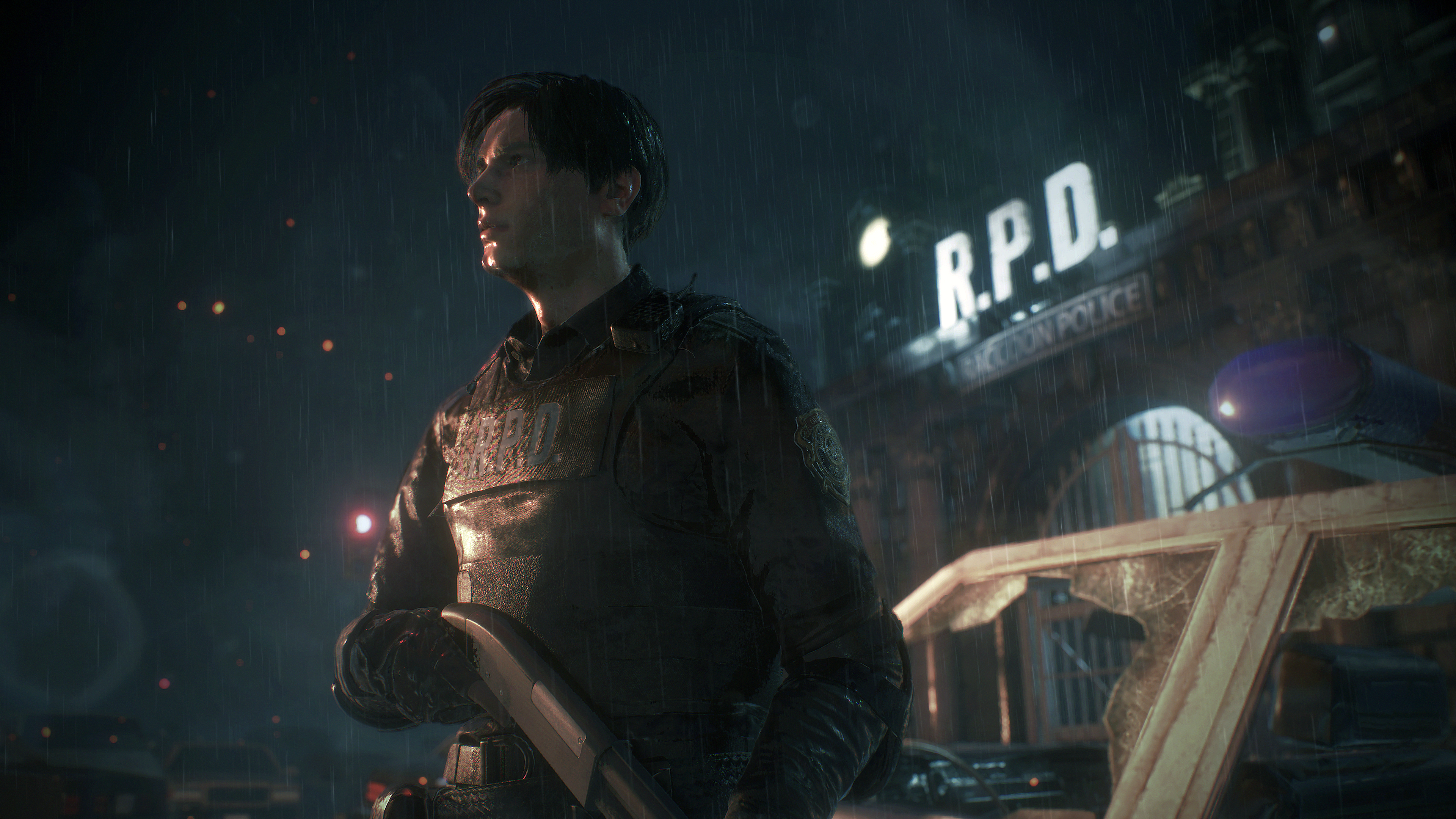 Leon S. Kennedy from Resident Evil 2 in the rain HD Wallpaper