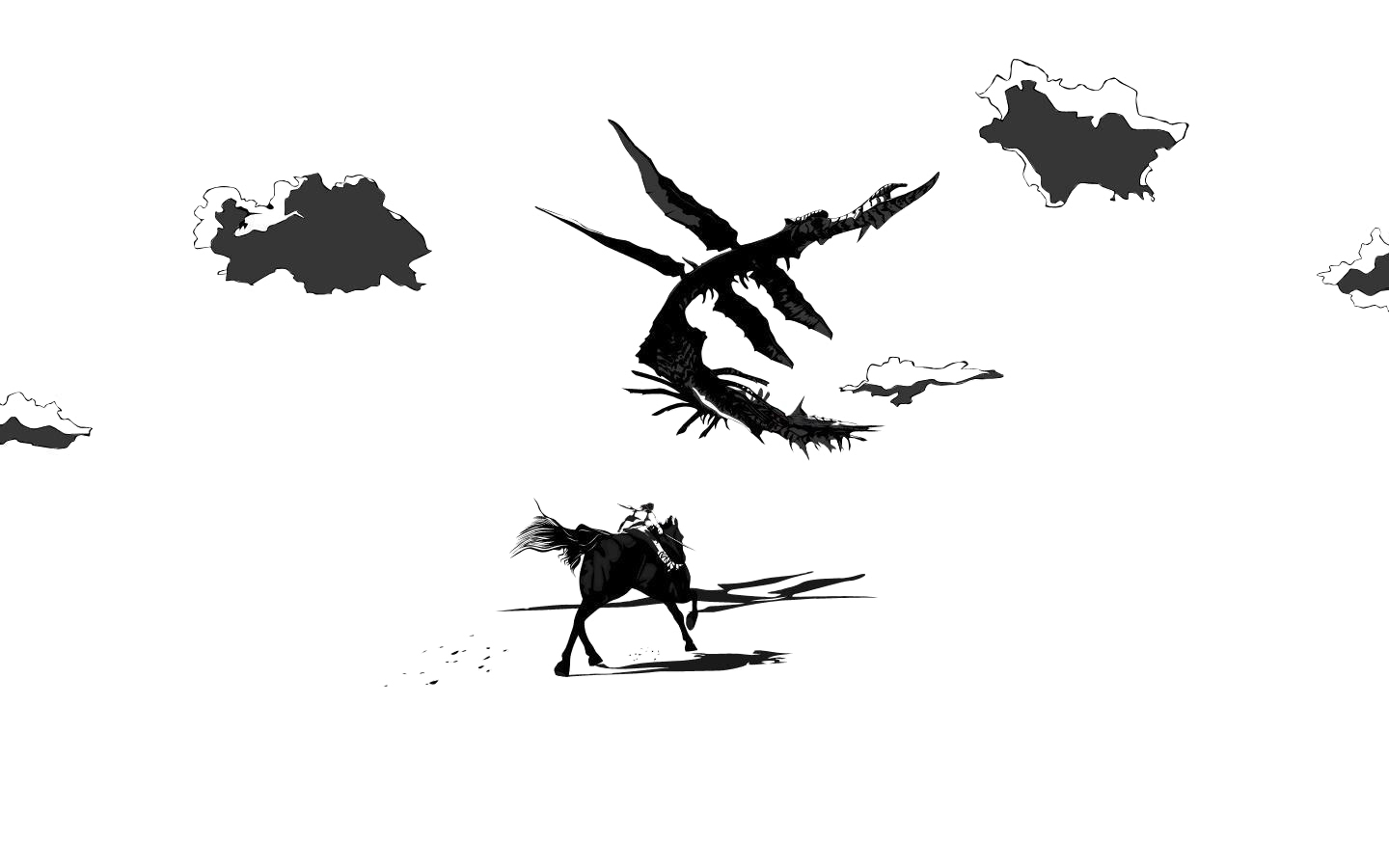 Dragon and Rider in a Stylized Landscape HD Wallpaper