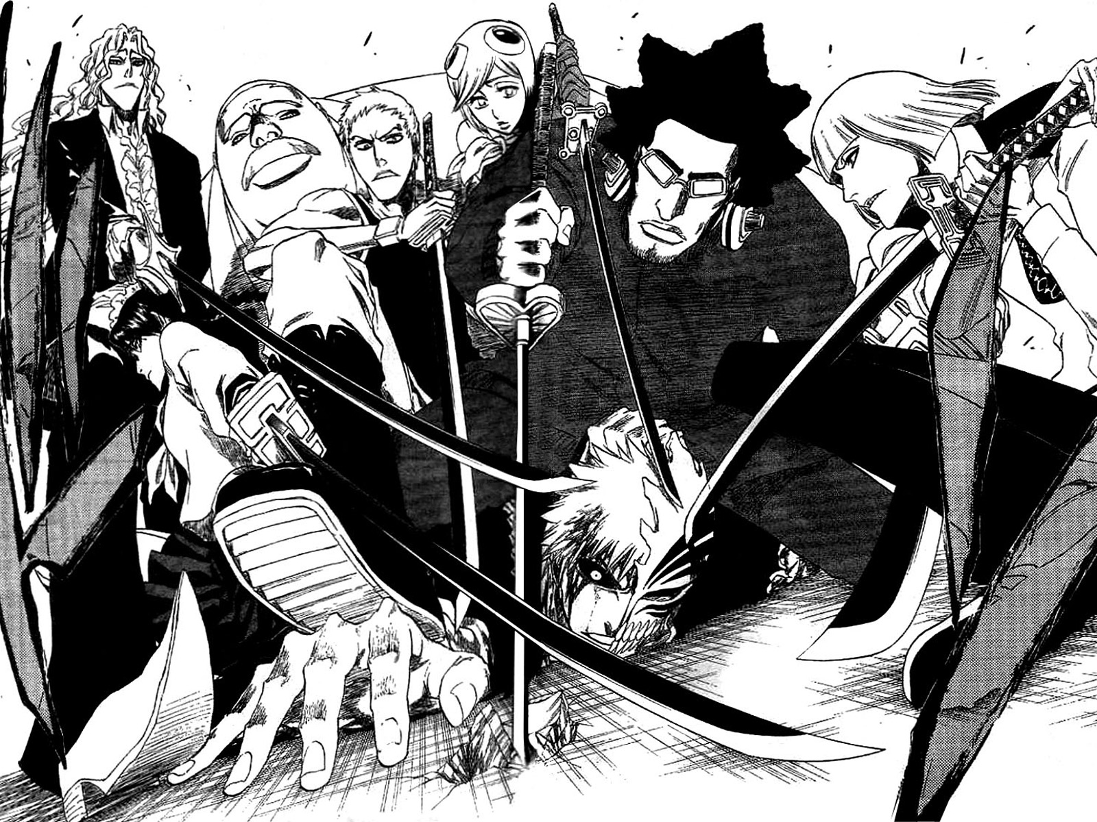 Shinji Hirako and other Bleach characters in battle HD Wallpaper