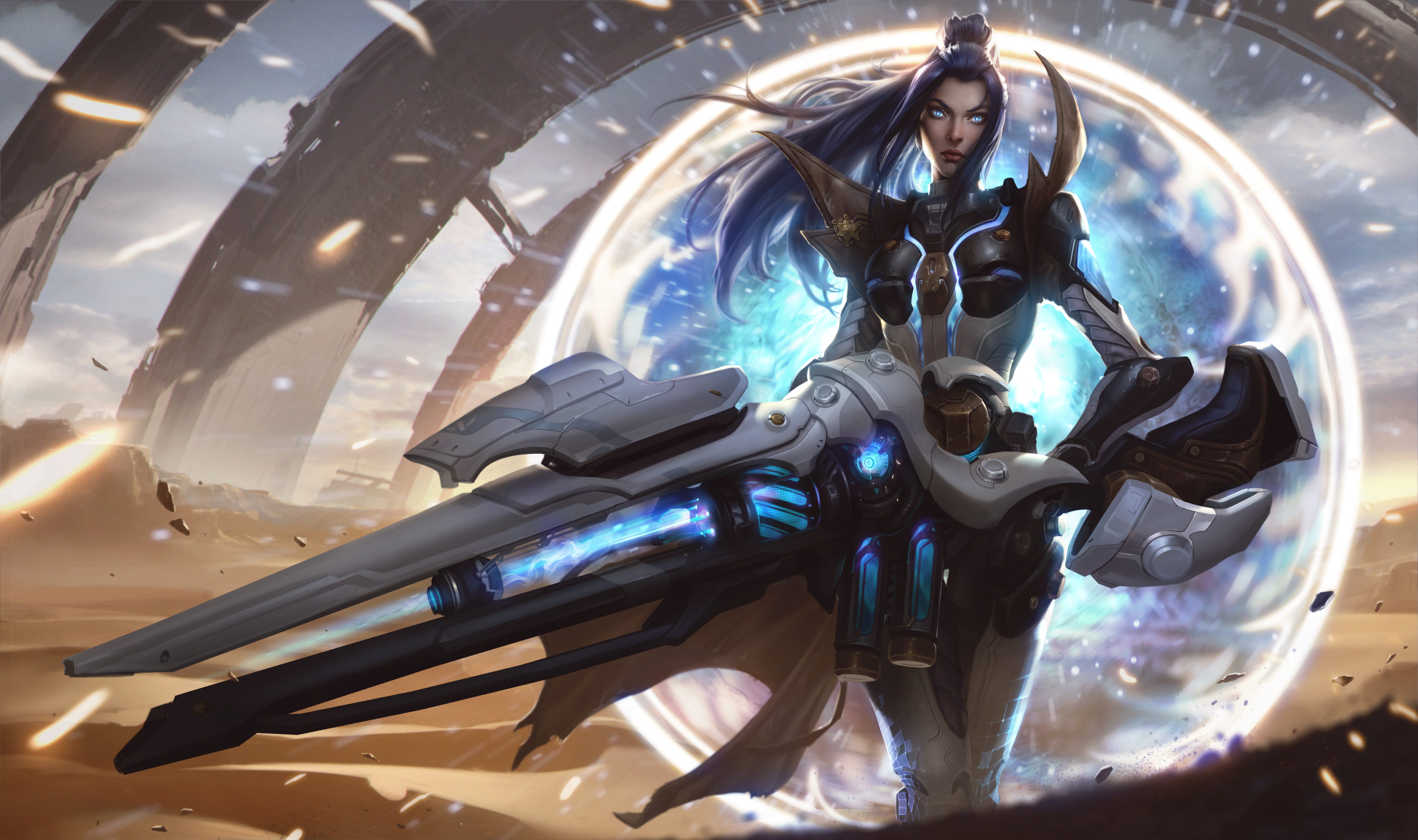 Caitlyn from League of Legends with a large rifle HD Wallpaper