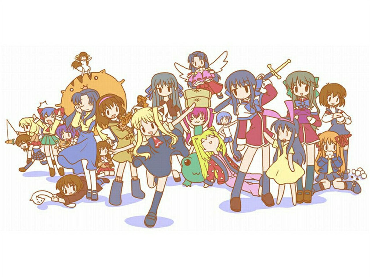 Group of anime girls with Minagi Tohno HD Wallpaper