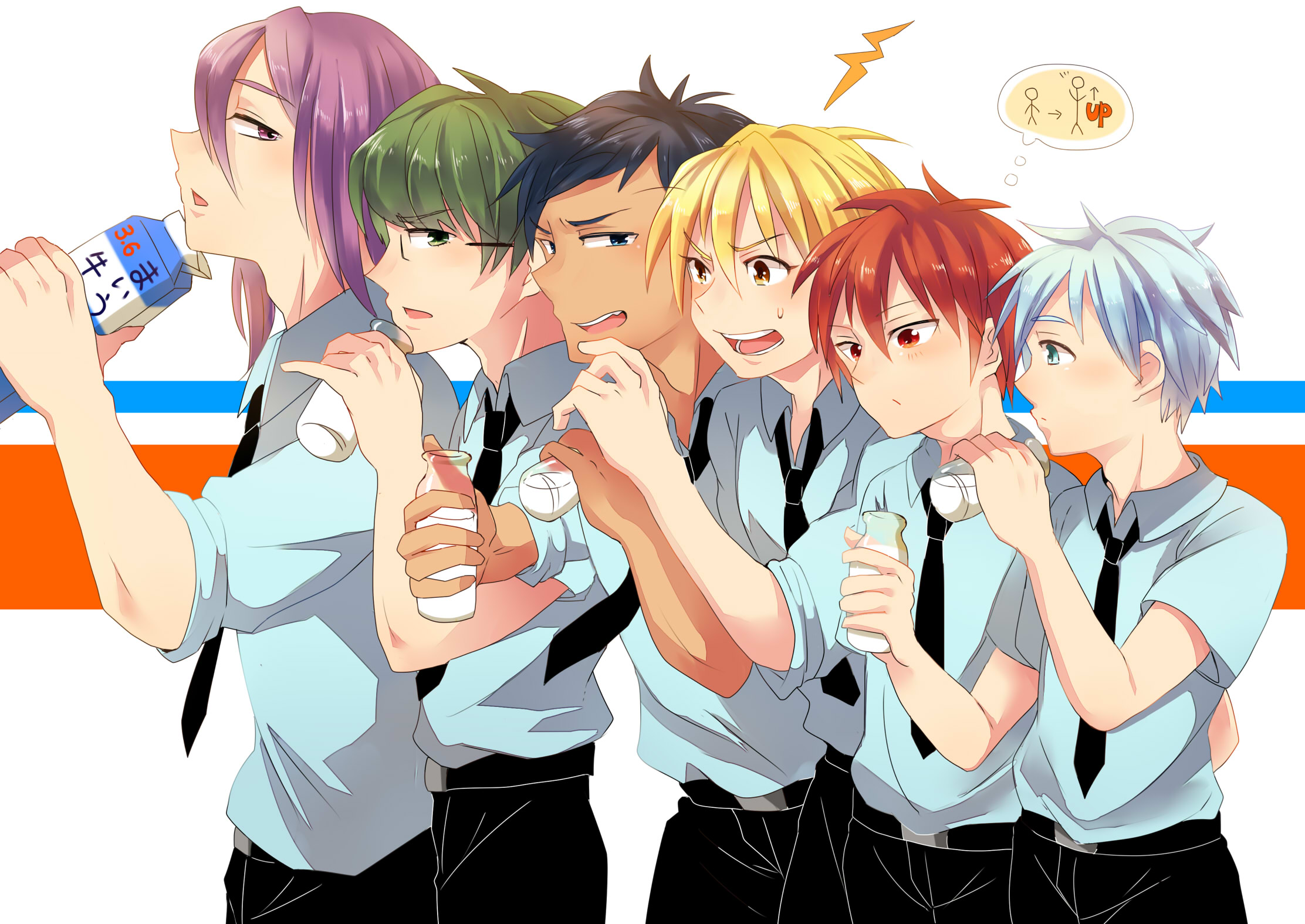 Kuroko no Basuke characters drinking milk HD Wallpaper