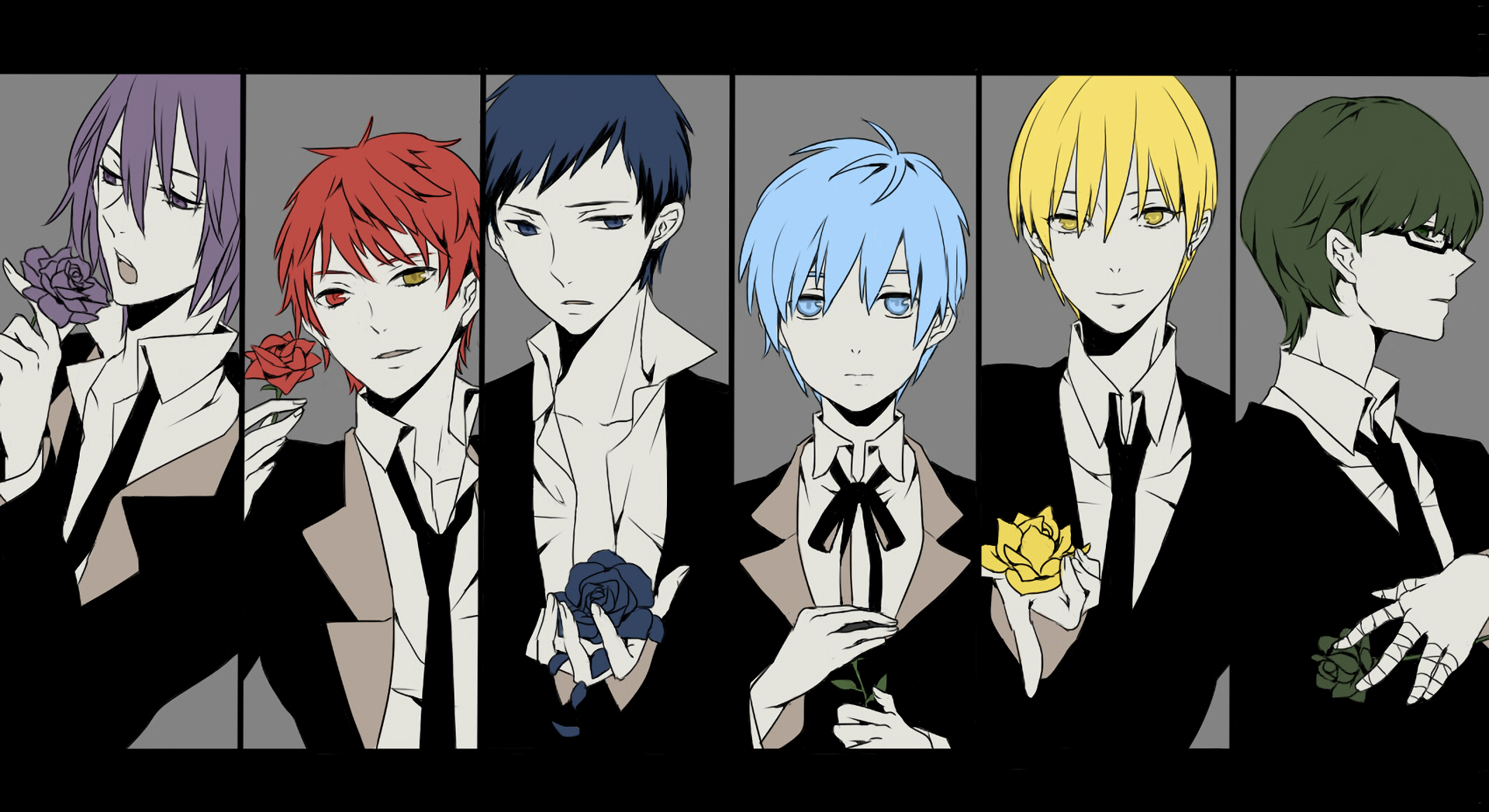 Characters from Kuroko's Basketball holding roses HD Wallpaper
