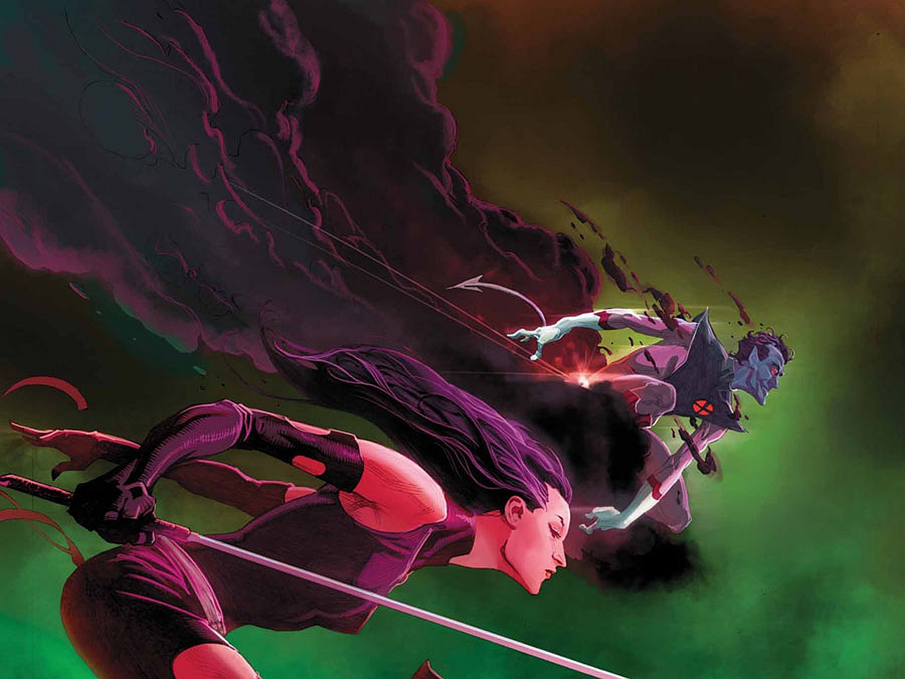 Nightcrawler and Psylocke from Marvel Comics HD Wallpaper