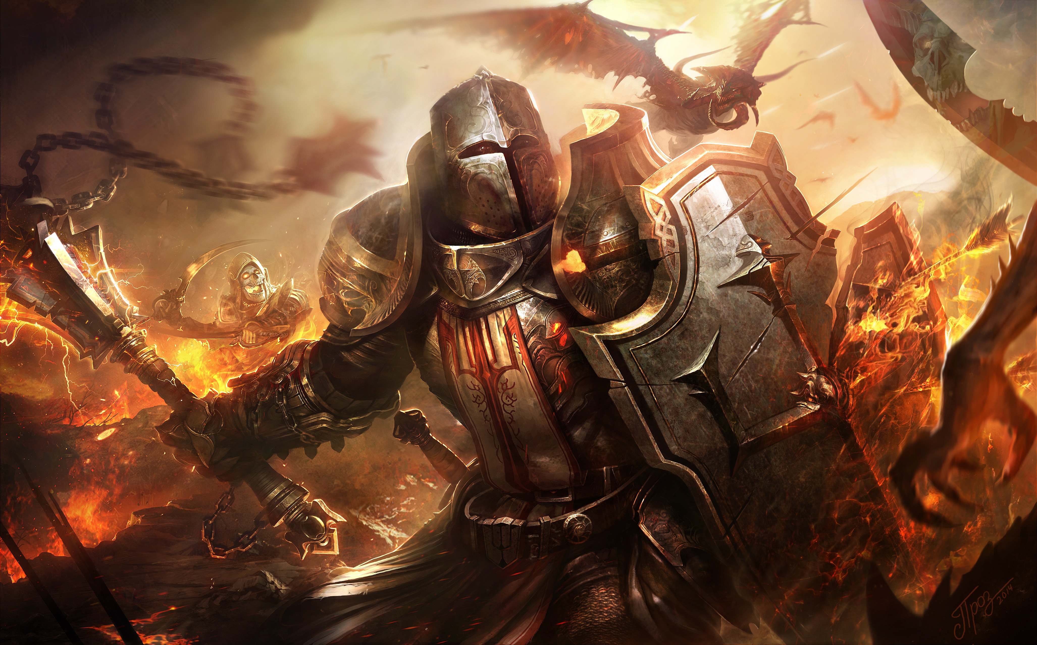 Crusader from Diablo III in battle HD Wallpaper