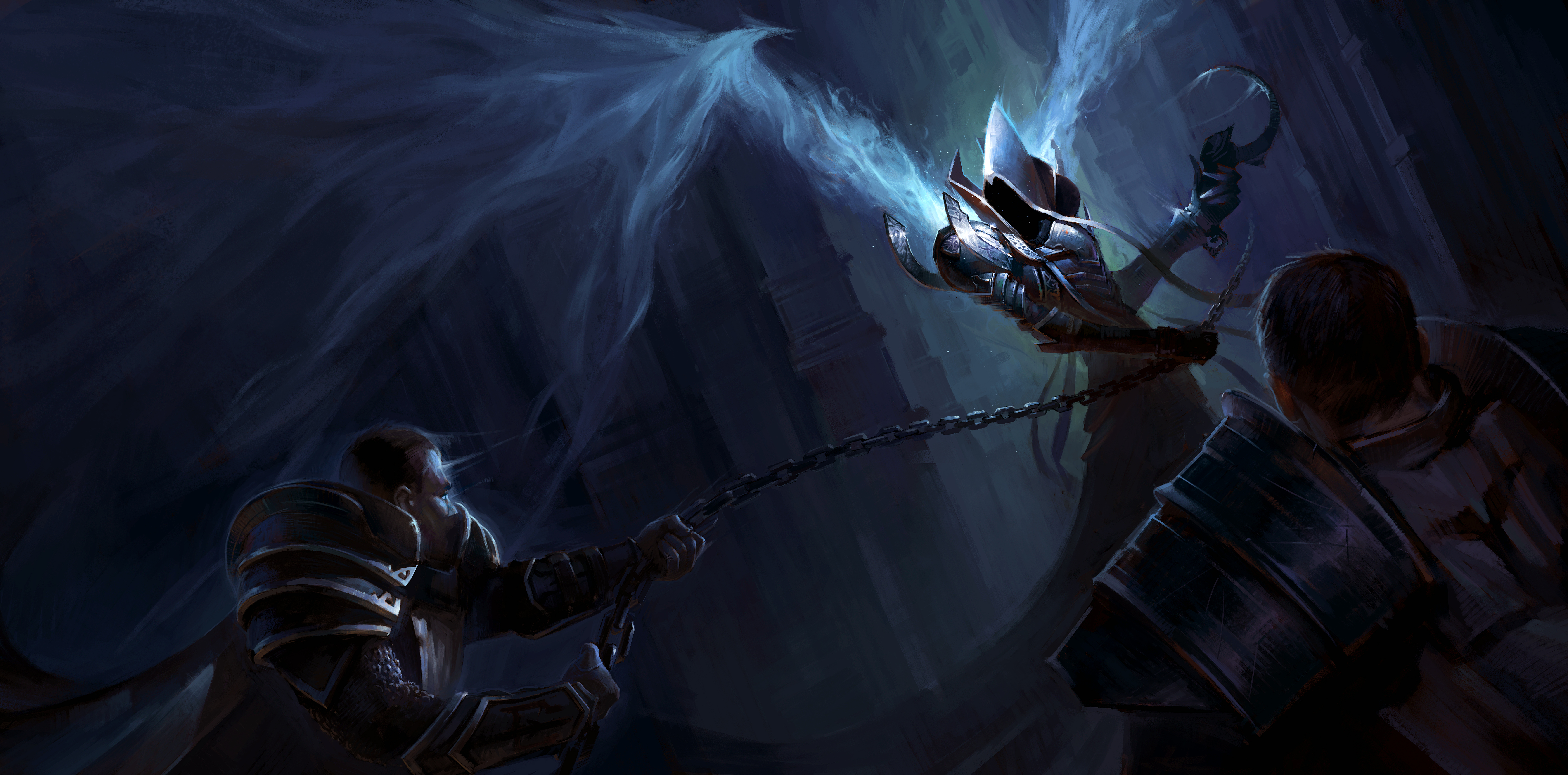 Crusader from Diablo III fighting a spectral entity HD Wallpaper