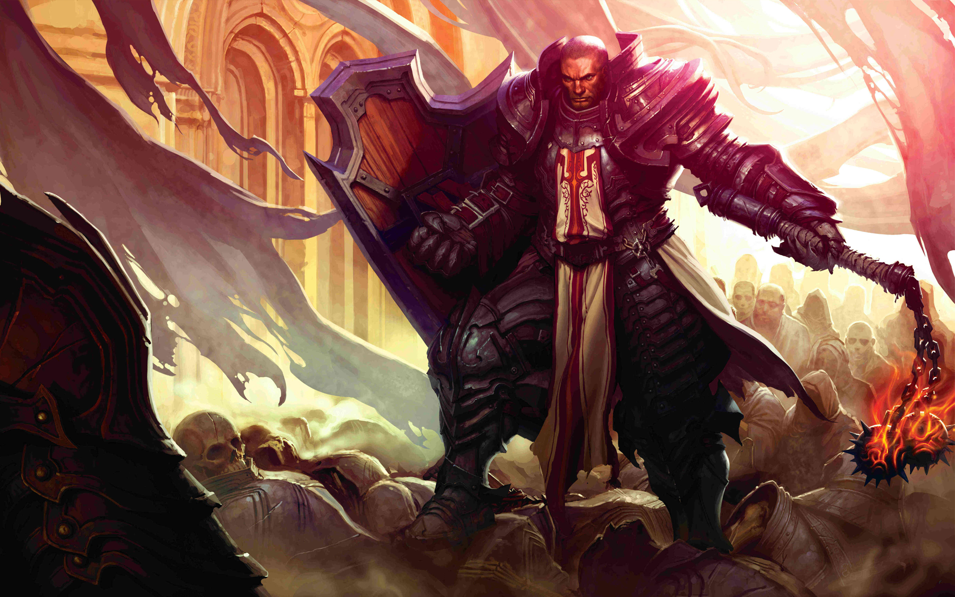 Crusader from Diablo III with shield and mace HD Wallpaper