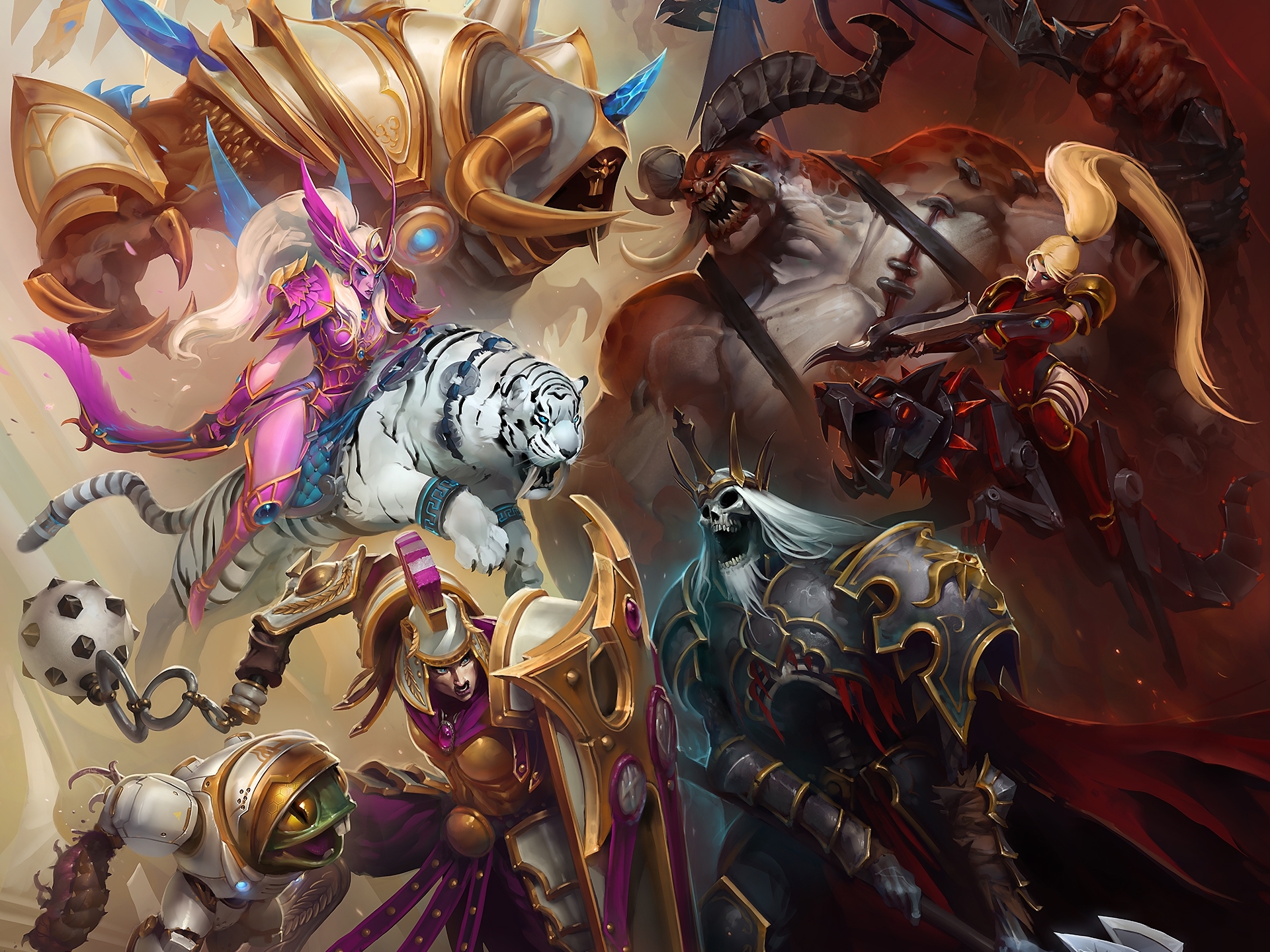 Fantasy characters in battle HD Wallpaper