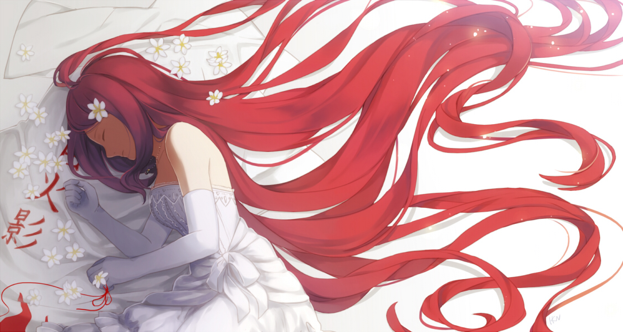 Kushina Uzumaki in a Wedding Dress with Flowers HD Wallpaper