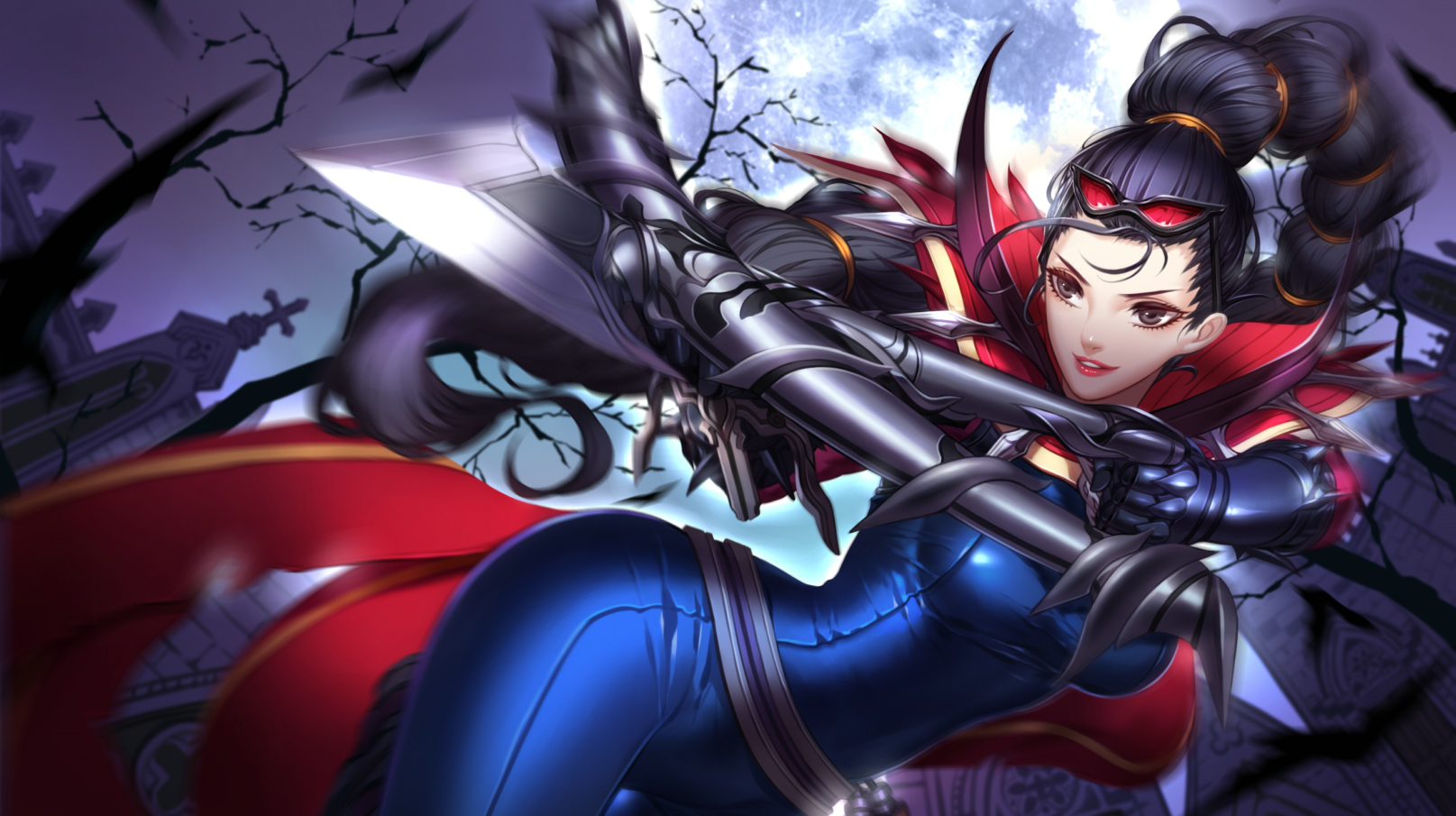 Vayne from League of Legends in a graveyard HD Wallpaper