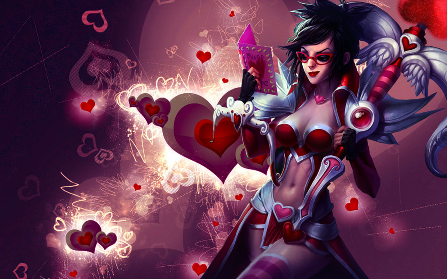 Vayne from League of Legends with hearts HD Wallpaper