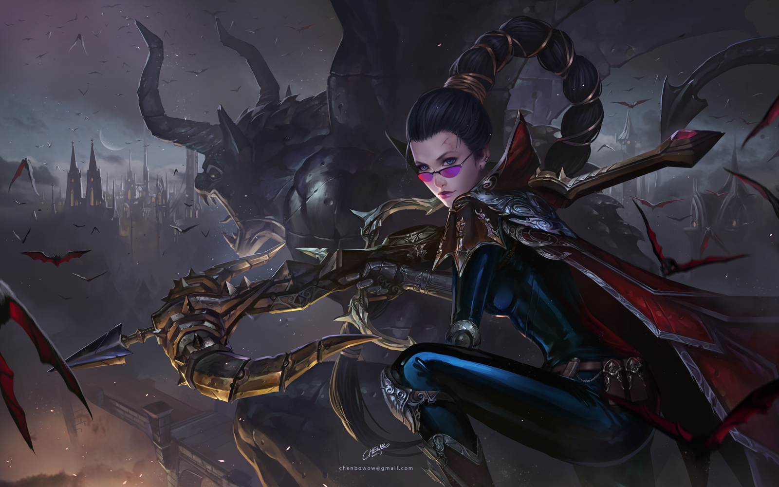 Vayne from League of Legends with a monster HD Wallpaper