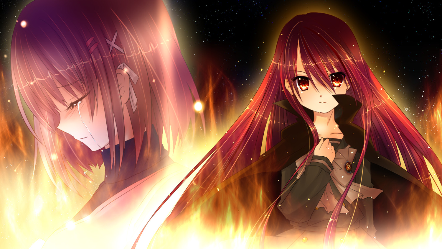 Shana from Shakugan no Shana in flames HD Wallpaper