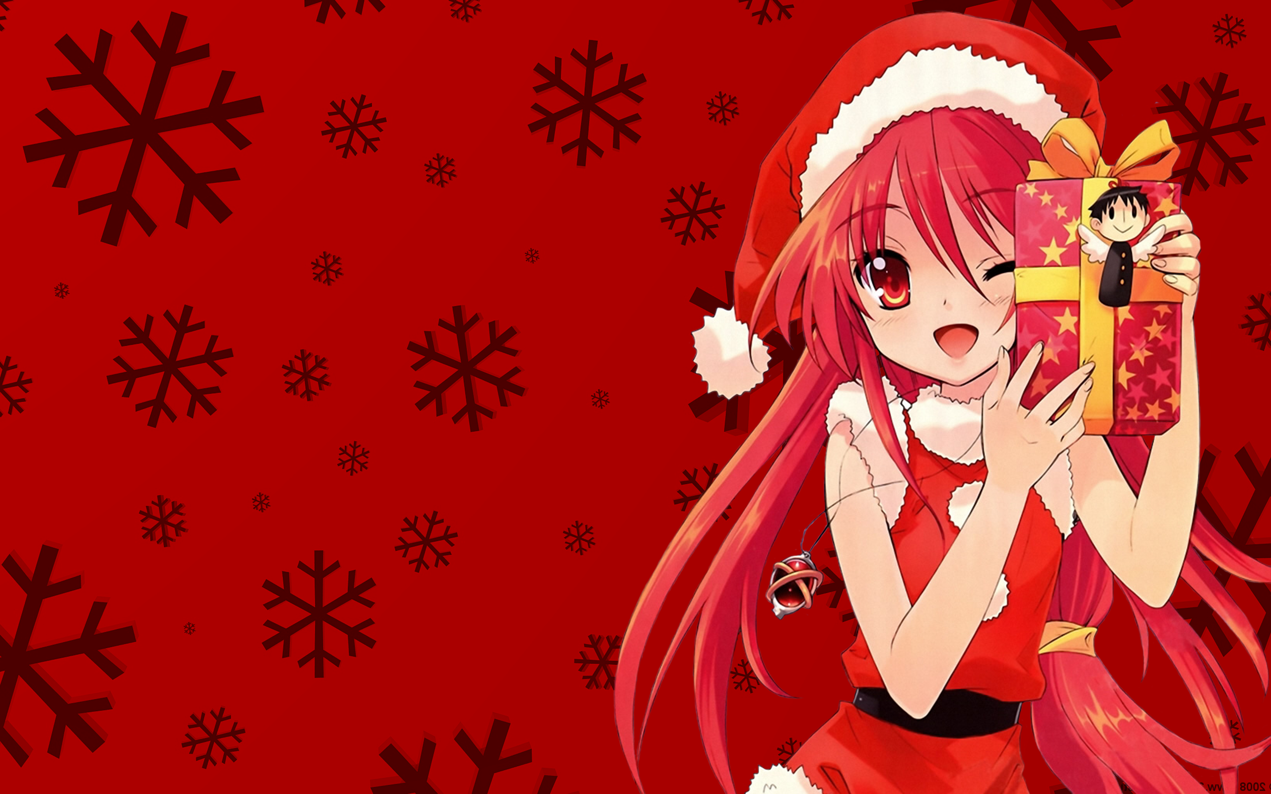 Shana from Shakugan no Shana holding a gift HD Wallpaper