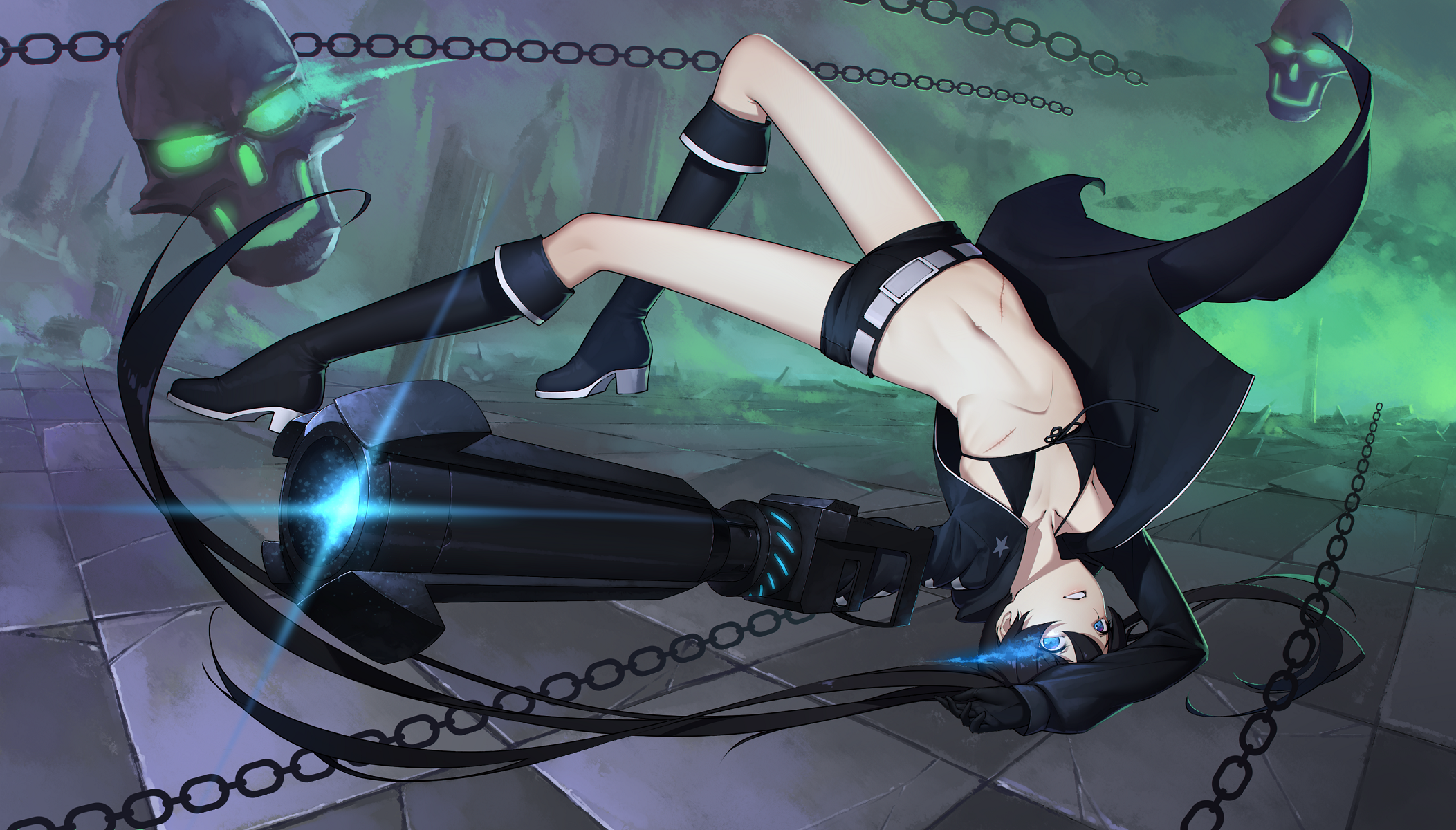 Black Rock Shooter with Cannon HD Wallpaper