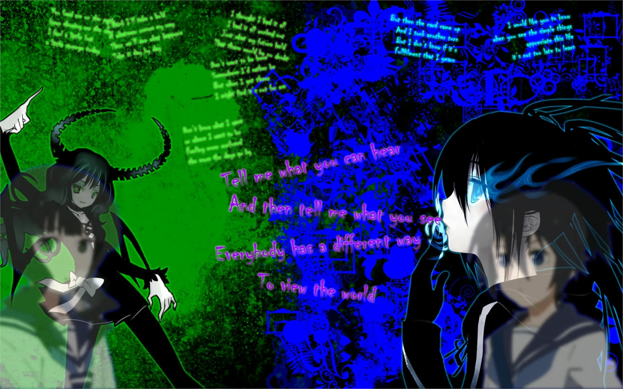 Mato Kuroi anime girls with text HD Wallpaper