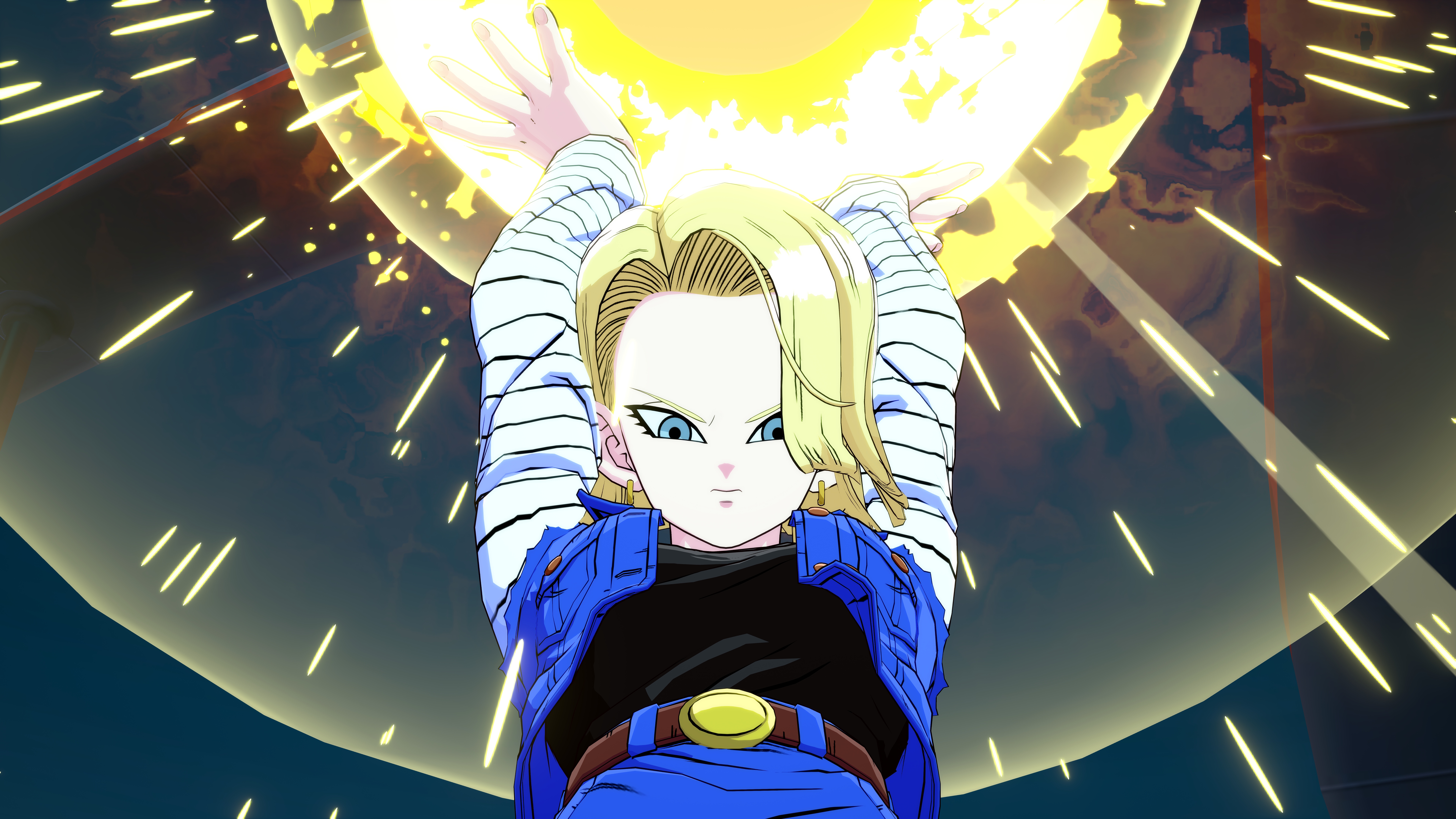 Android 18 from Dragon Ball charging energy HD Wallpaper
