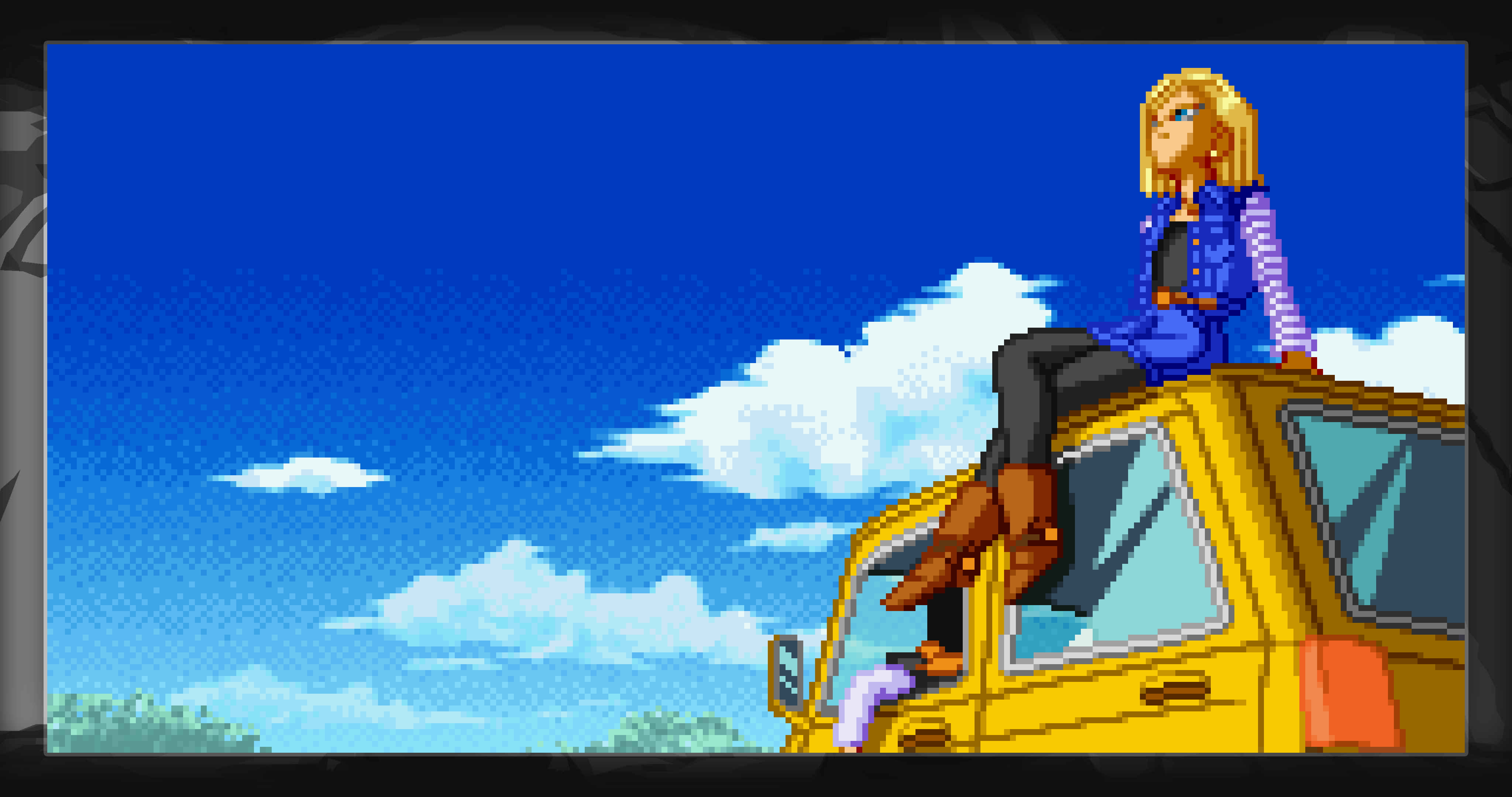 Android 18 from Dragon Ball sitting on a car HD Wallpaper