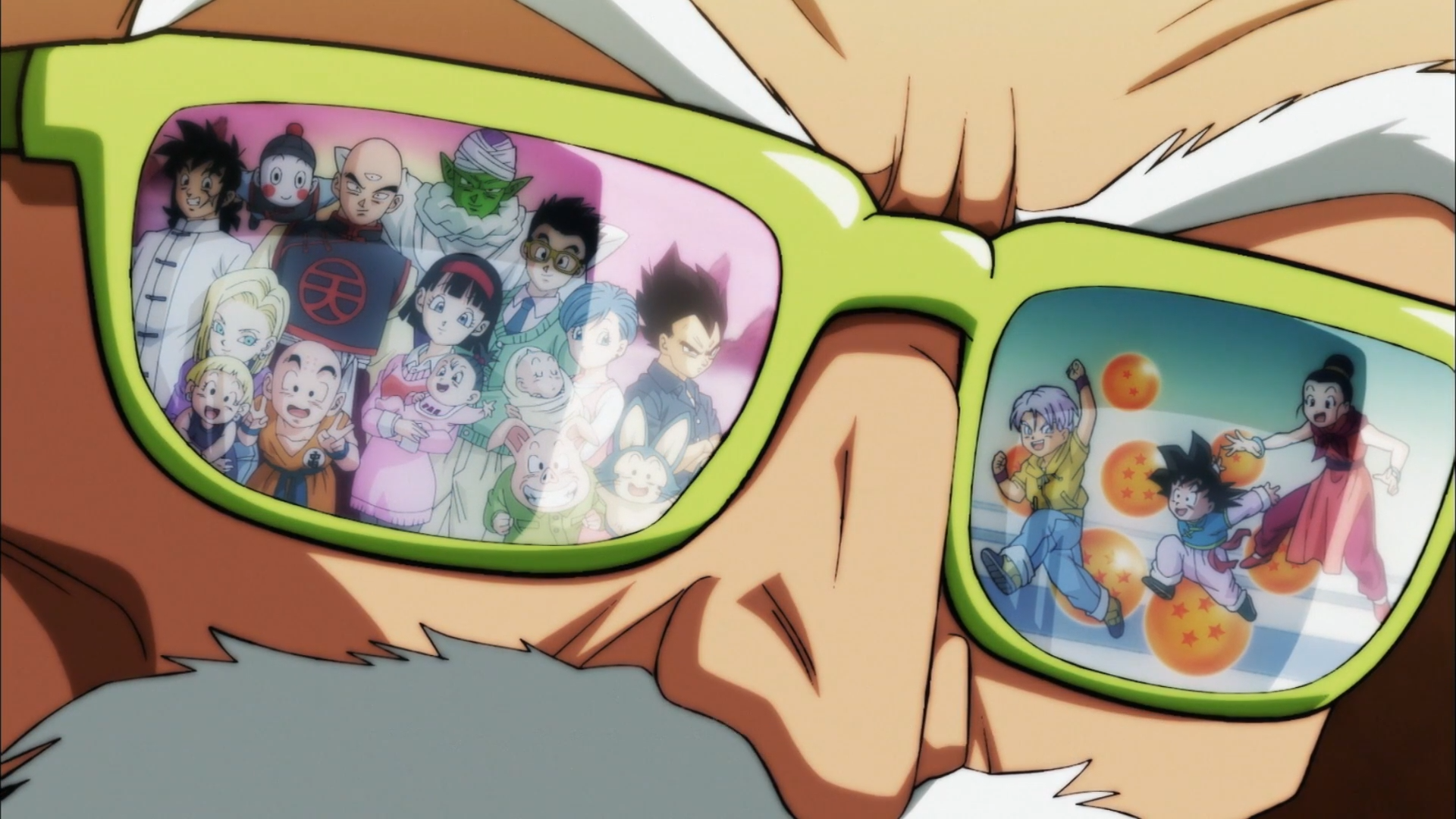 Master Roshi's Glasses Reflecting Dragon Ball Characters HD Wallpaper