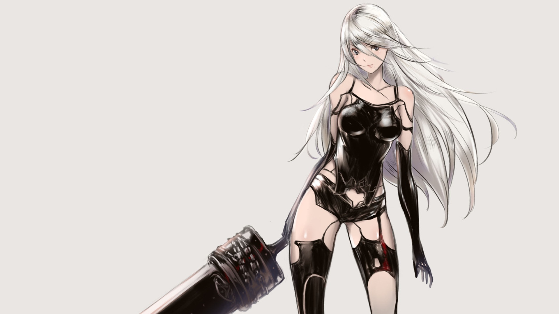 YoRHa Type A No.2 with a large sword HD Wallpaper