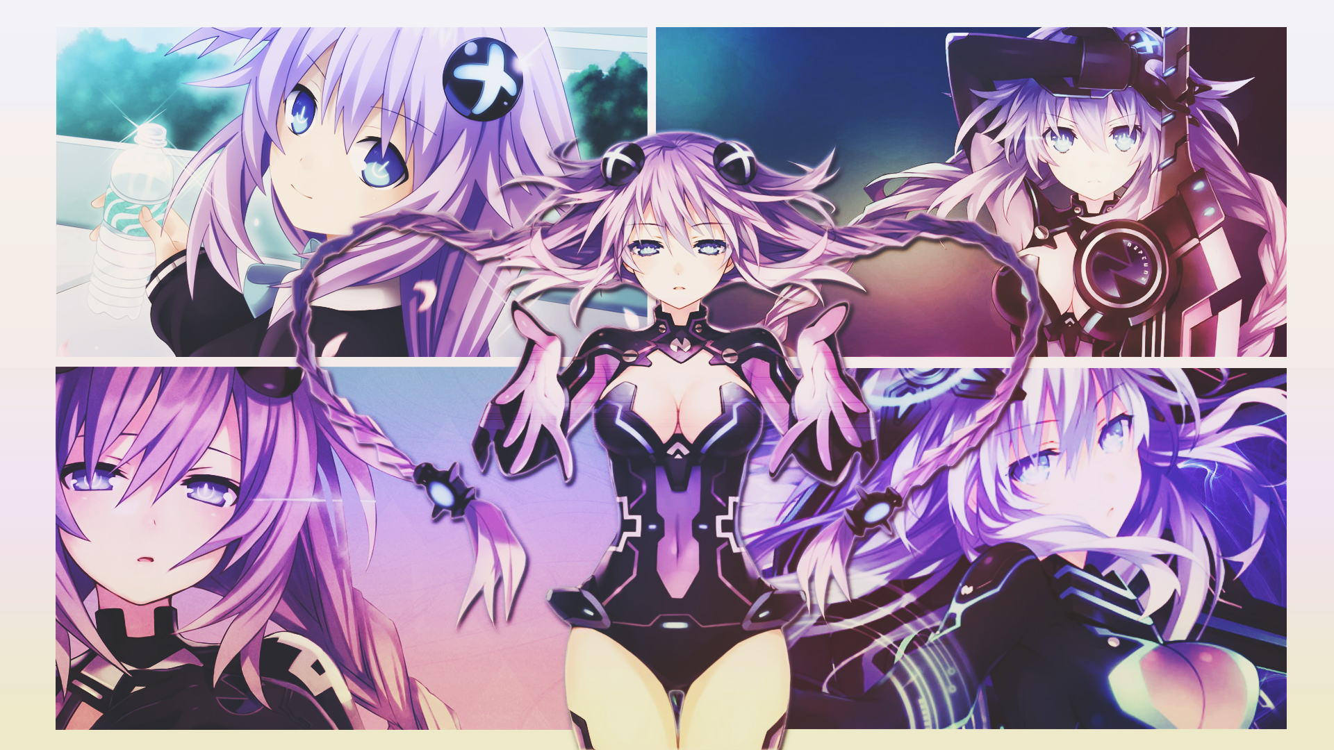 Neptune from Hyperdimension Neptunia collage HD Wallpaper