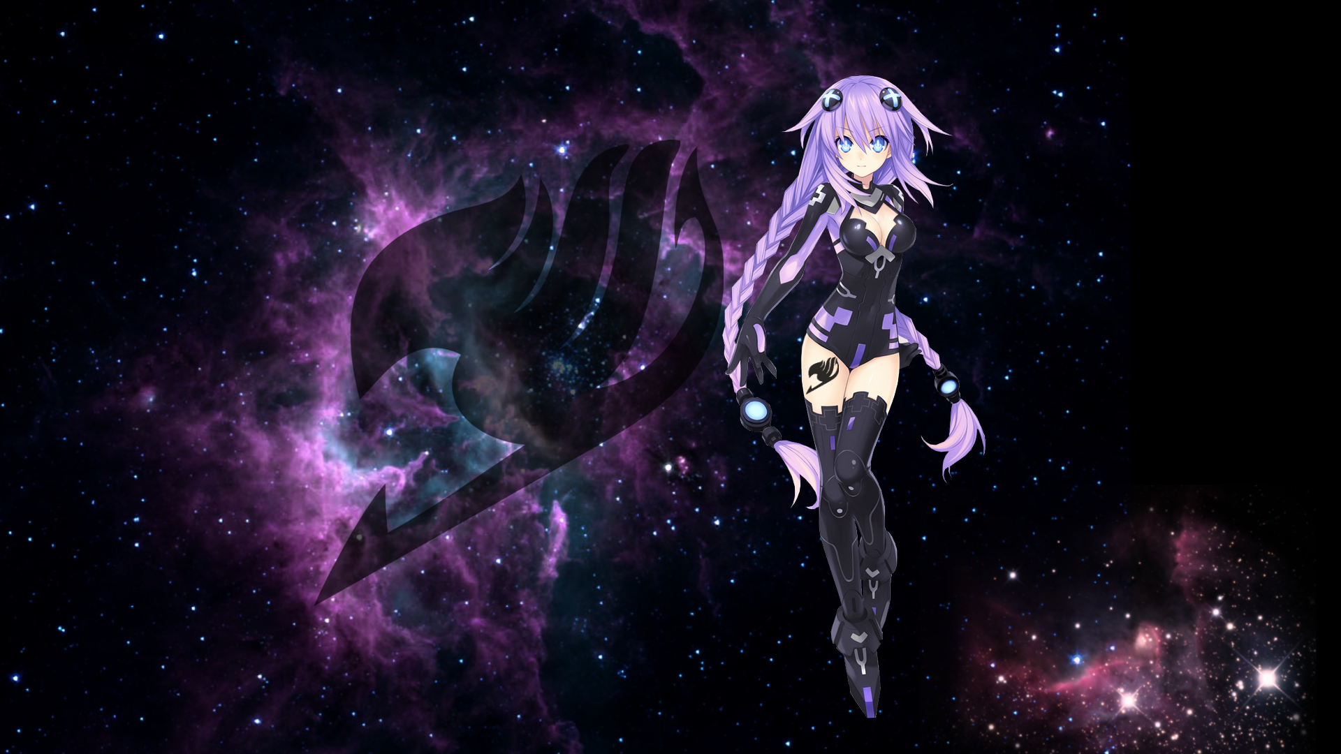 Neptune from Hyperdimension Neptunia with Fairy Tail logo HD Wallpaper