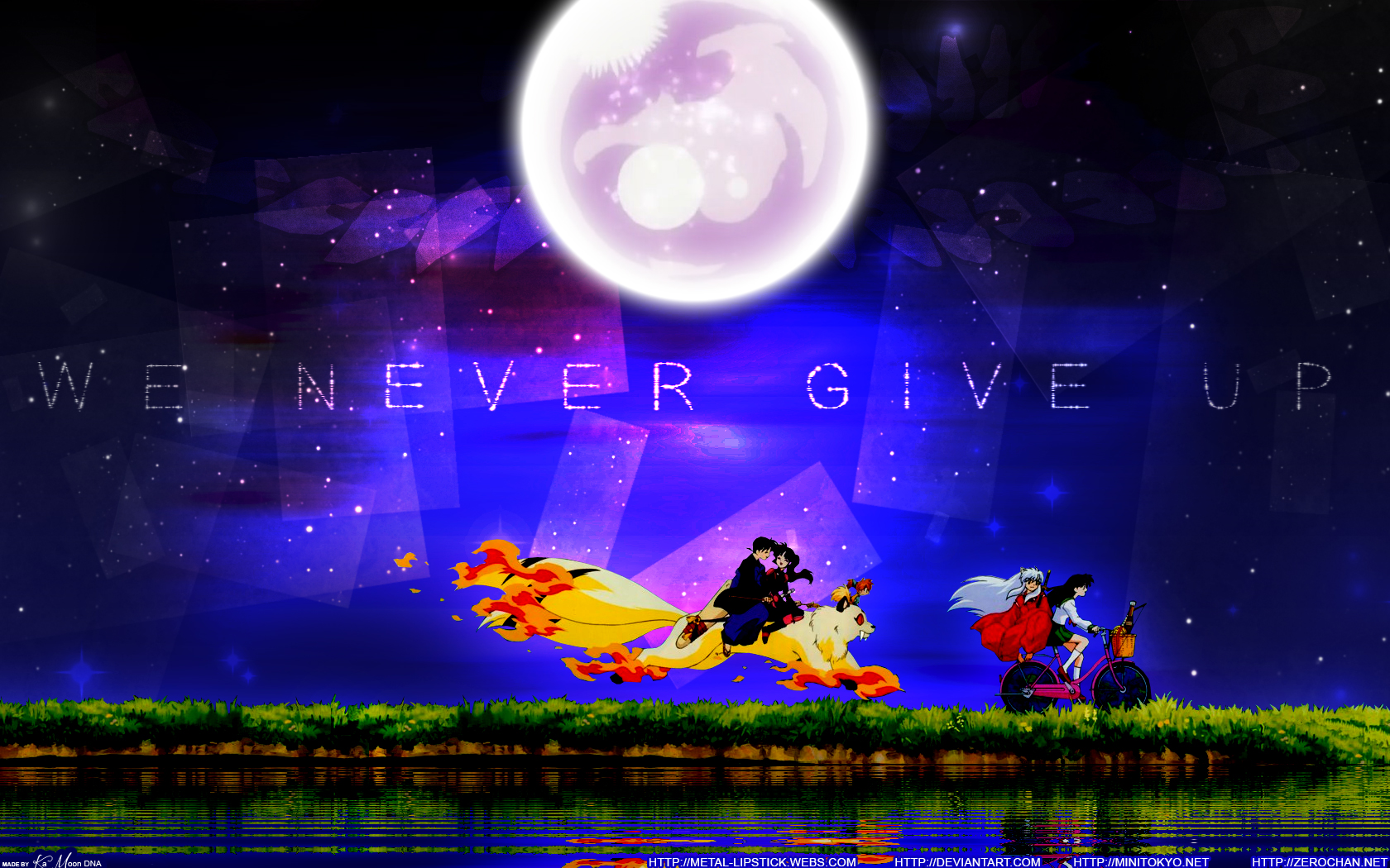 Inuyasha characters on a magical night HD Wallpaper