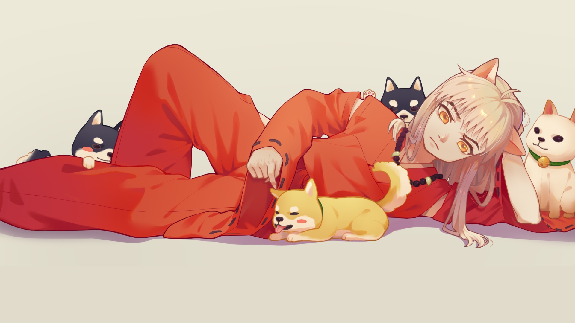 Inuyasha with dogs HD Wallpaper