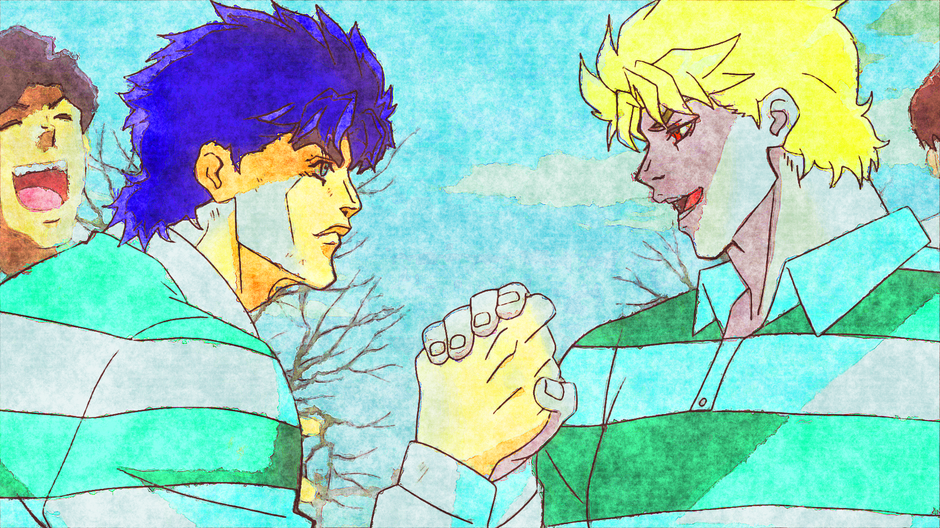 Jonathan Joestar and Dio Brando from JoJo's Bizarre Adventure HD Wallpaper