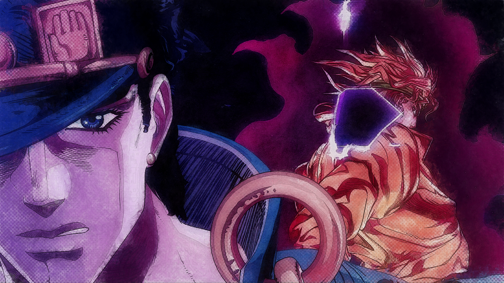 Jotaro Kujo and Dio Brando from JoJo's Bizarre Adventure HD Wallpaper