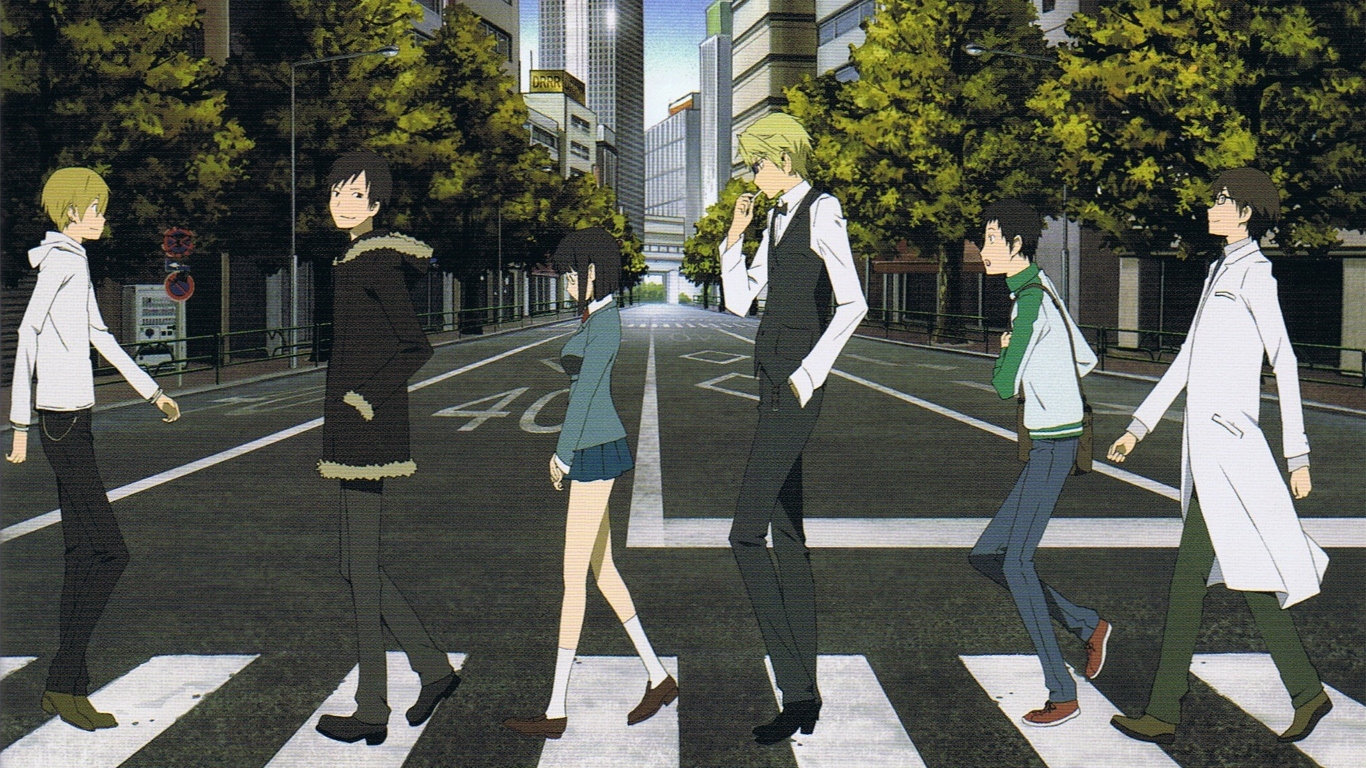 Izaya Orihara and friends crossing a street HD Wallpaper