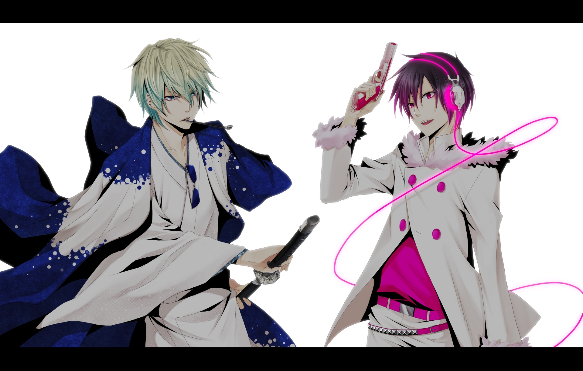 Izaya Orihara with a sword and gun HD Wallpaper