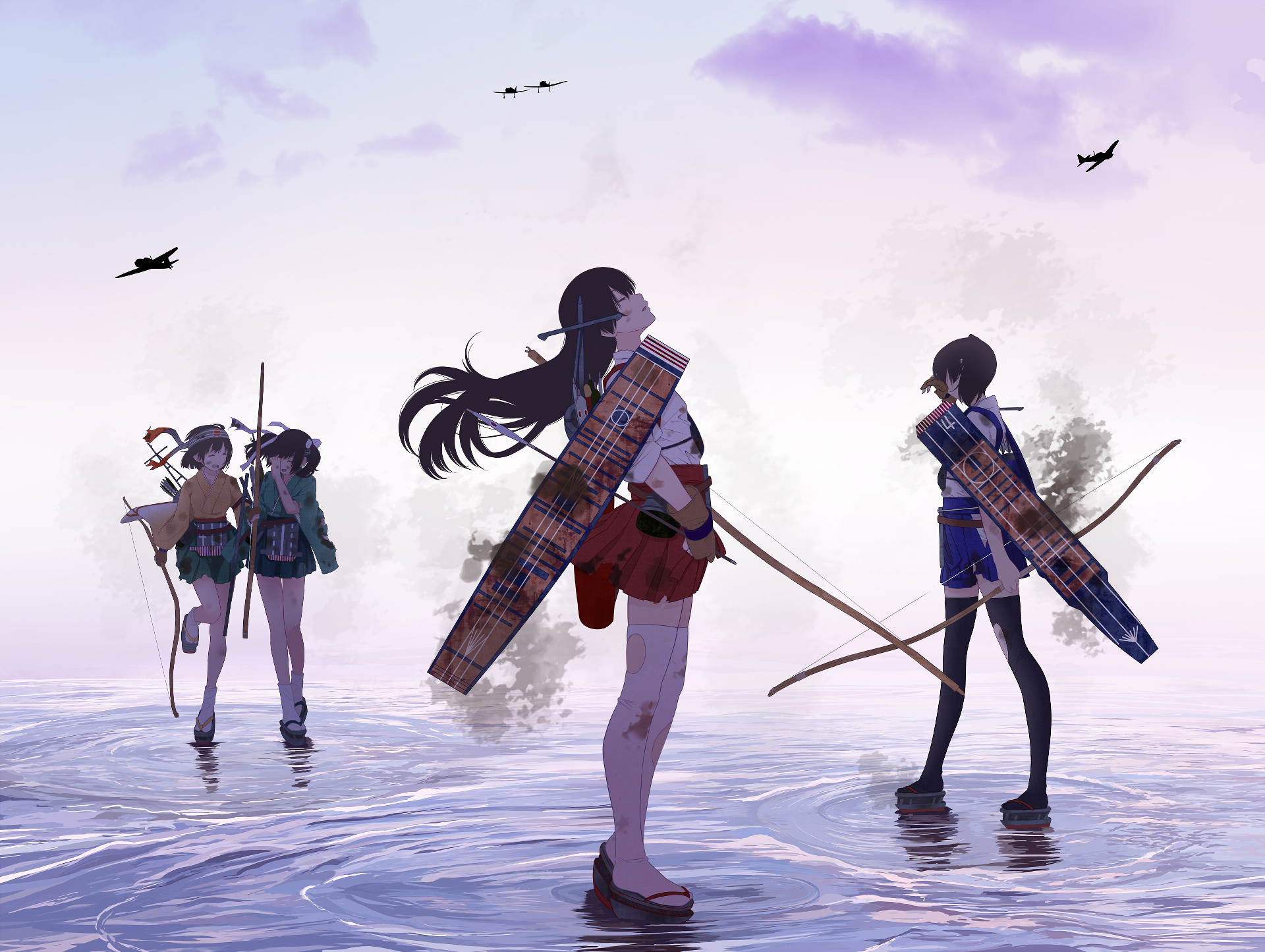Kaga from Kancolle with bows and arrows HD Wallpaper