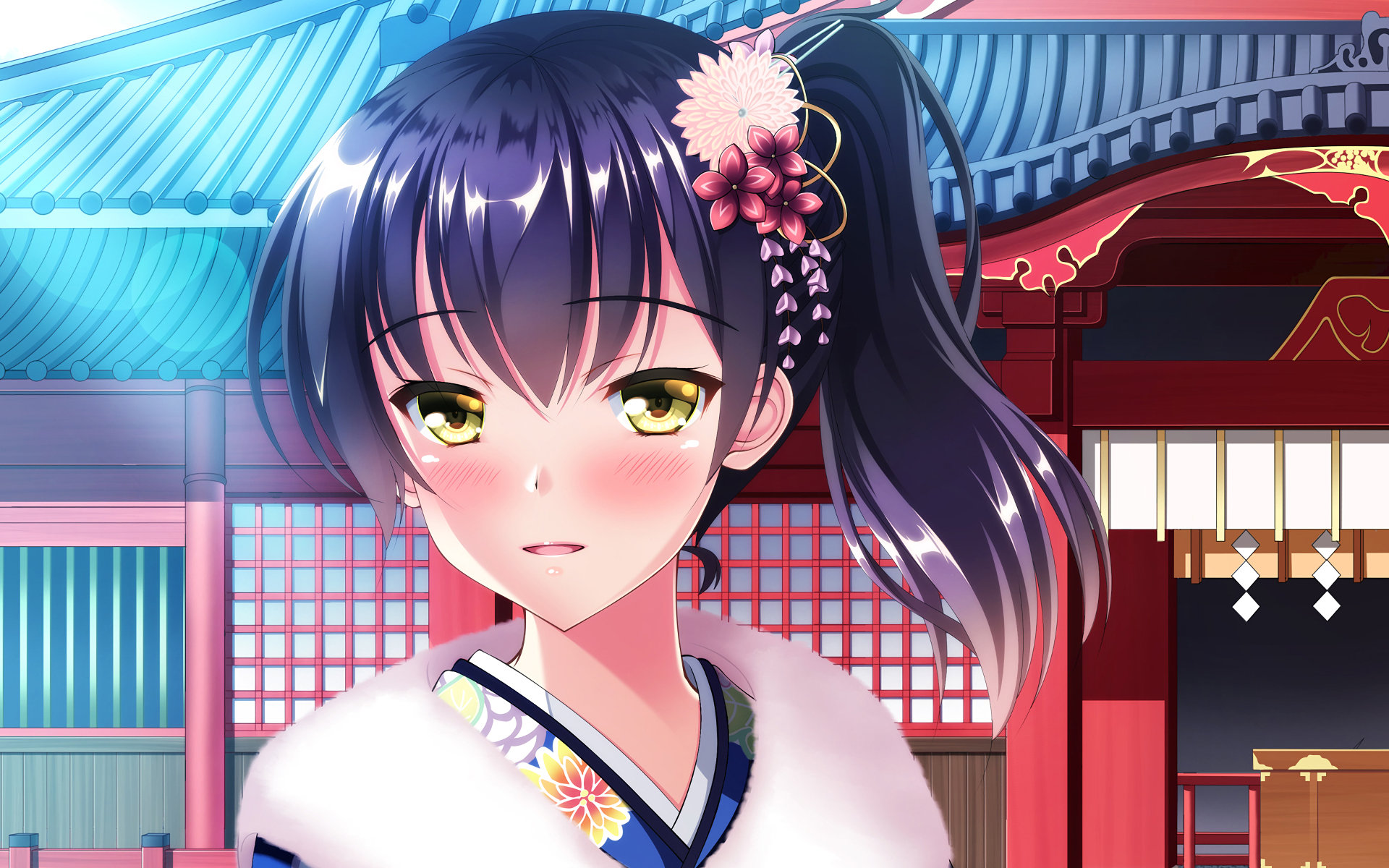 Kaga from Kancolle wearing a kimono HD Wallpaper