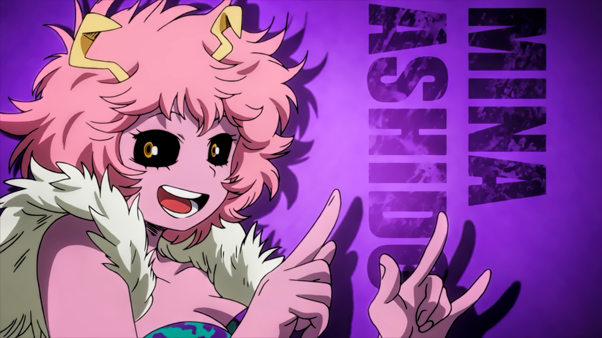 Mina Ashido Animated Character Purple Theme HD Wallpaper