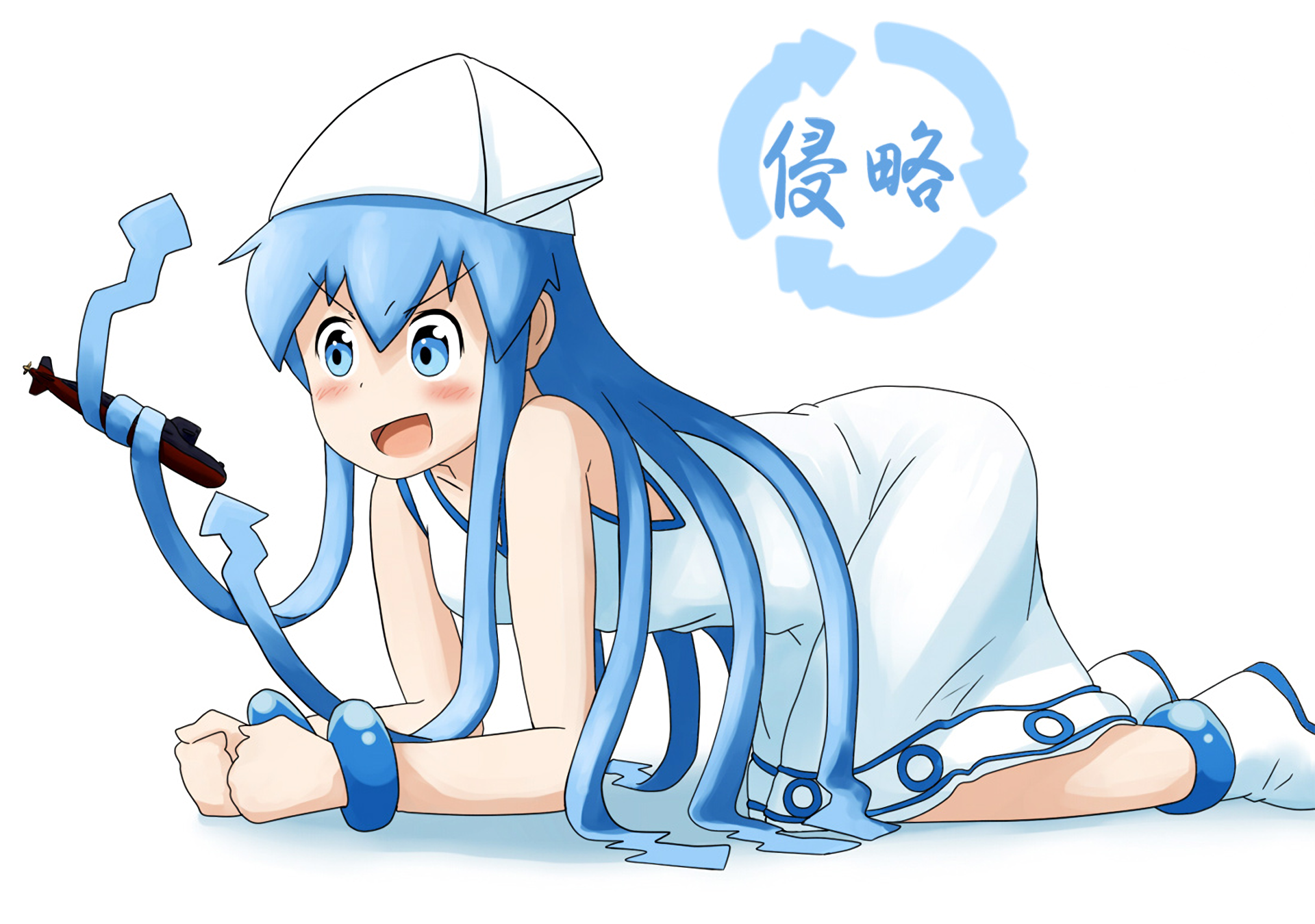 Ika Musume with a submarine HD Wallpaper