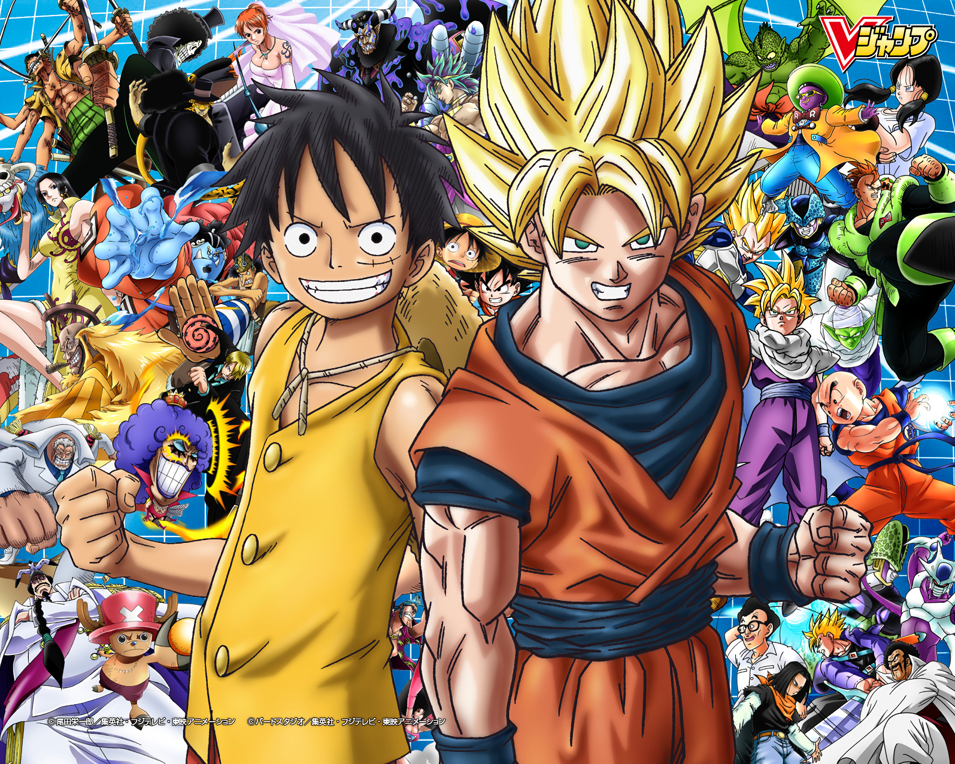 Goku and Luffy from Dragon Ball and One Piece HD Wallpaper