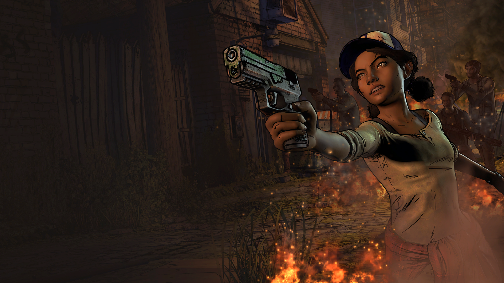Clementine from The Walking Dead holding a gun HD Wallpaper