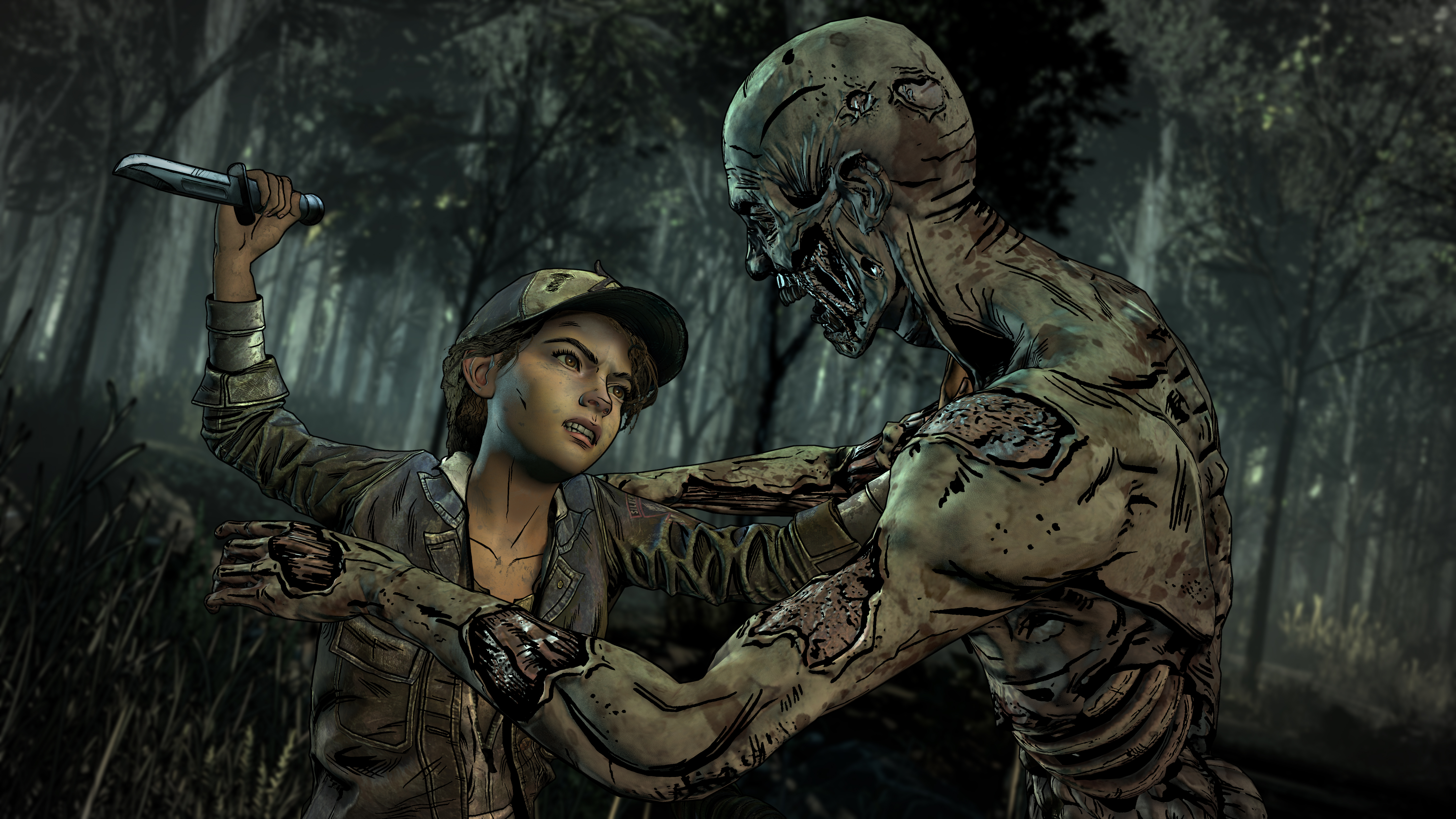 Clementine from The Walking Dead fighting a walker HD Wallpaper